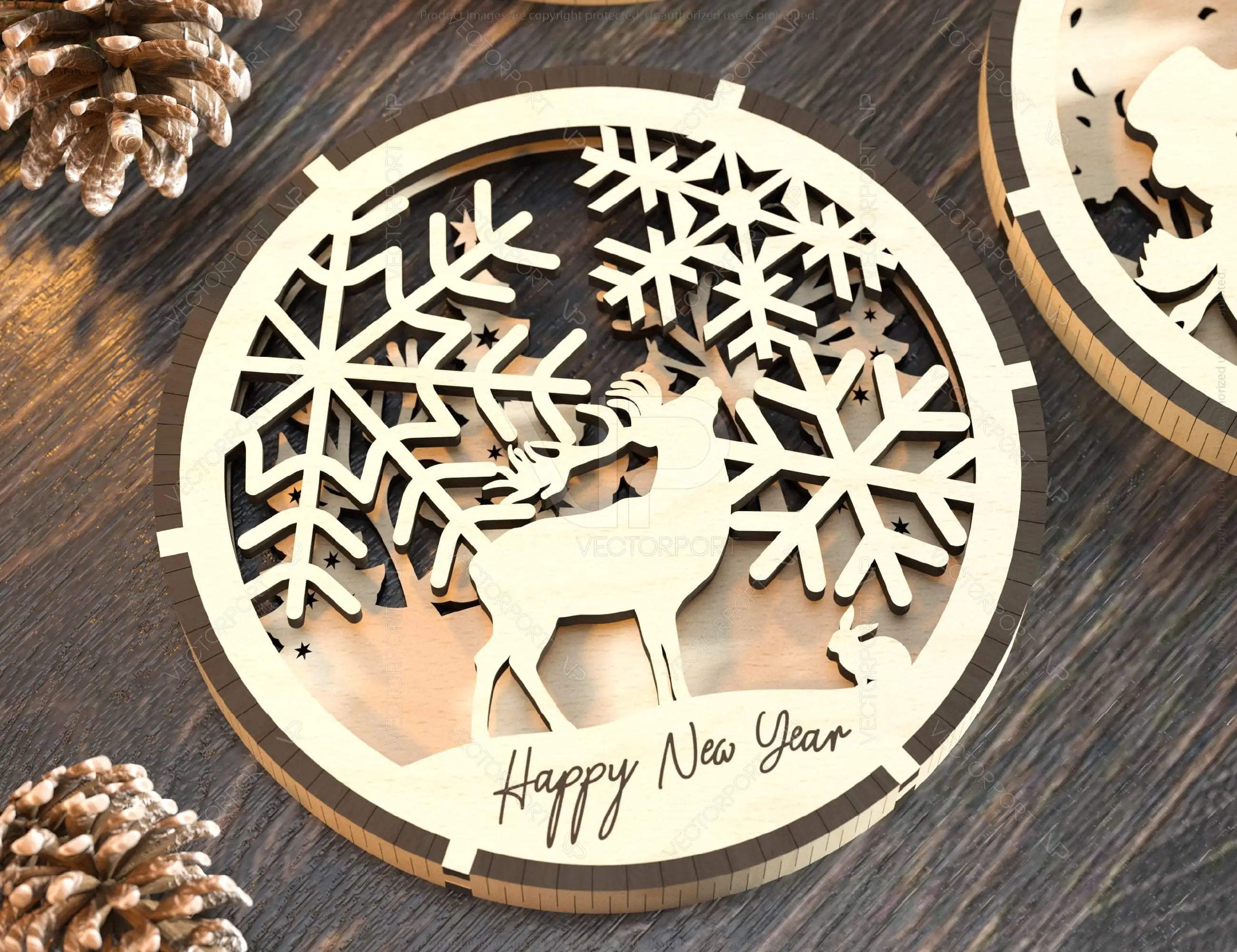 Coaster Christmas Gift Laser Cut Tea Coffee Cup Mat Pad Placemat Tableware Deer New Year Theme Digital Download |#U264|