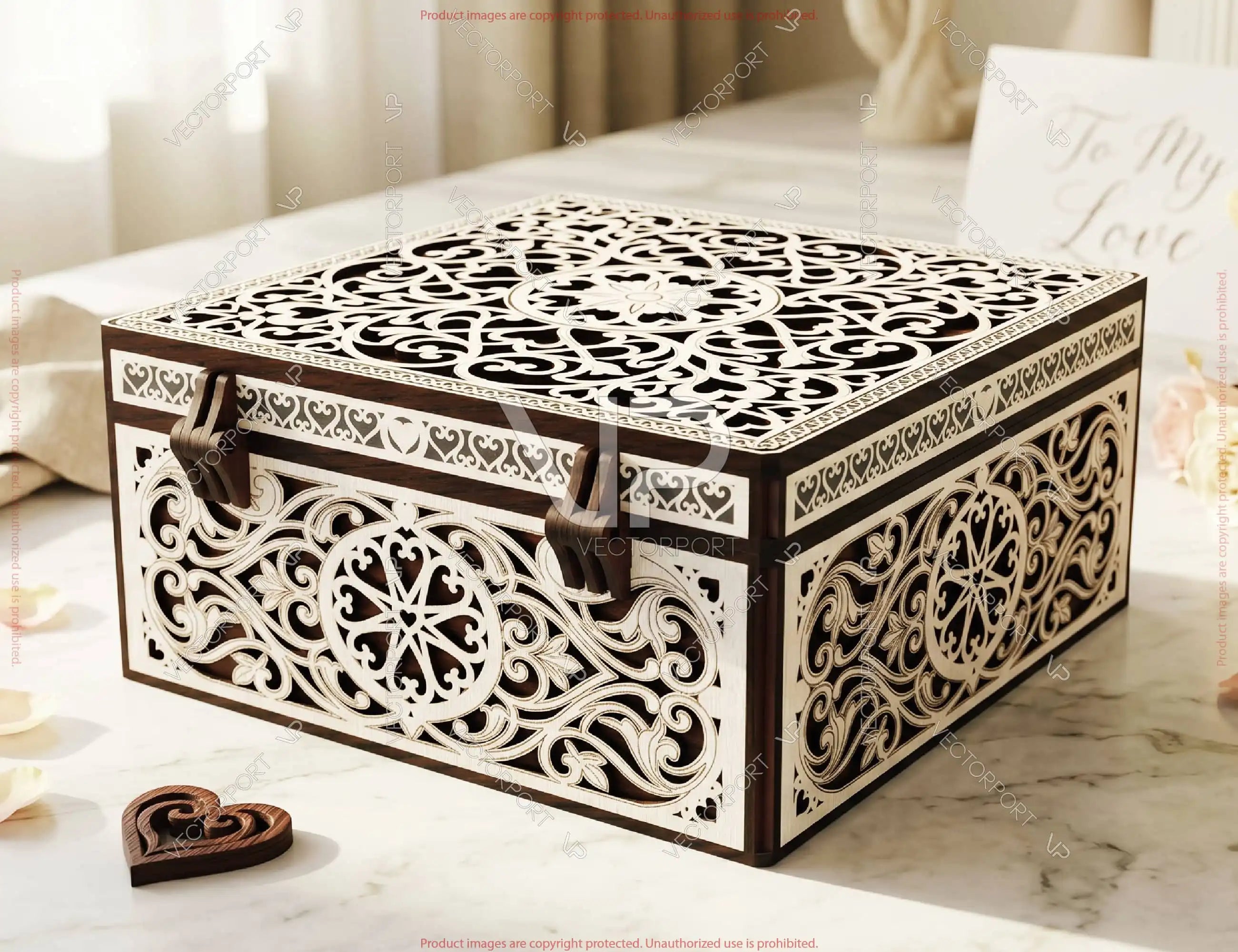 Heart Theme Ornate Wooden Keepsake Box SVG Decorative Memory & Jewelry Storage Digital Download |#264| VectorPort