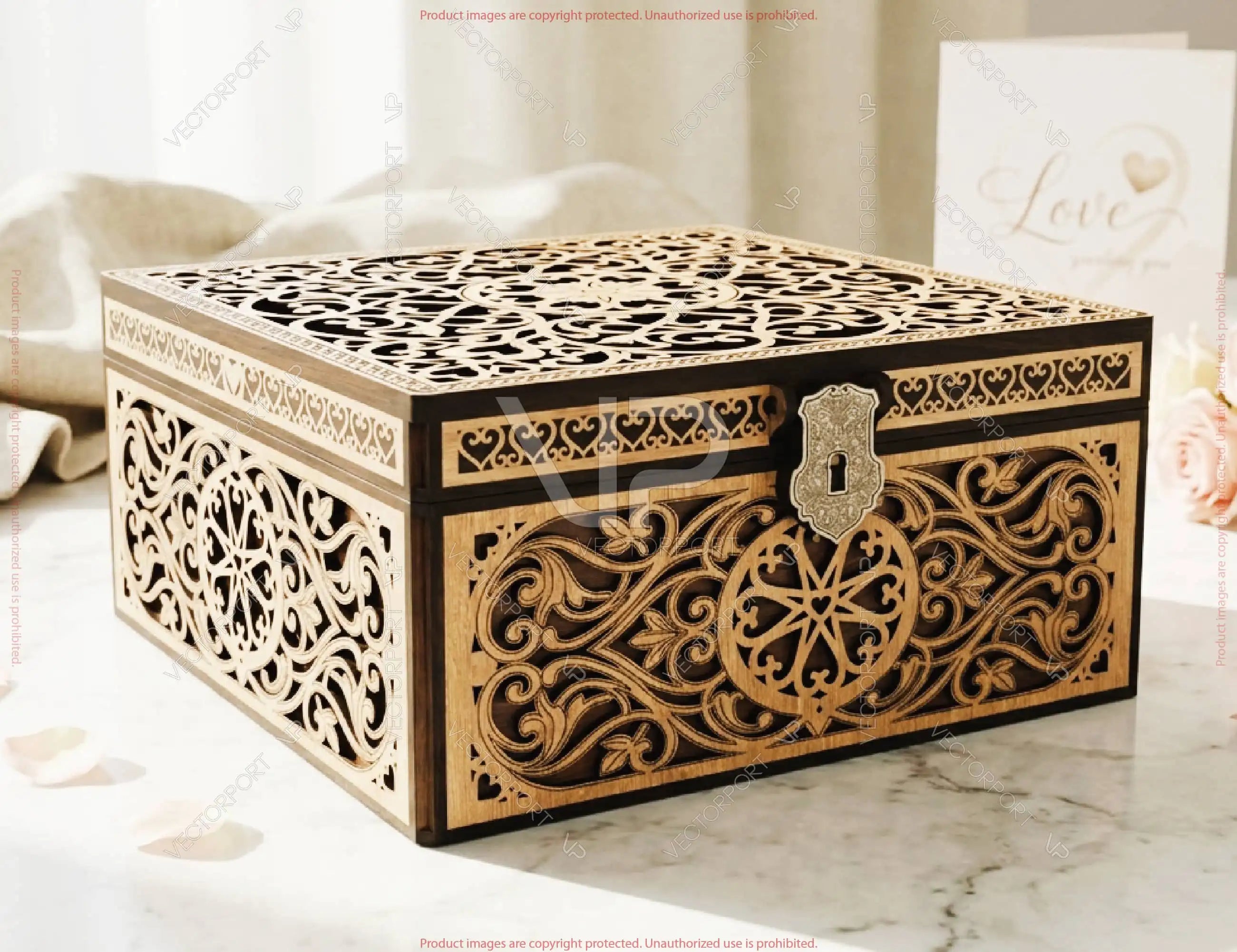 Heart Theme Ornate Wooden Keepsake Box SVG Decorative Memory & Jewelry Storage Digital Download |#264| VectorPort