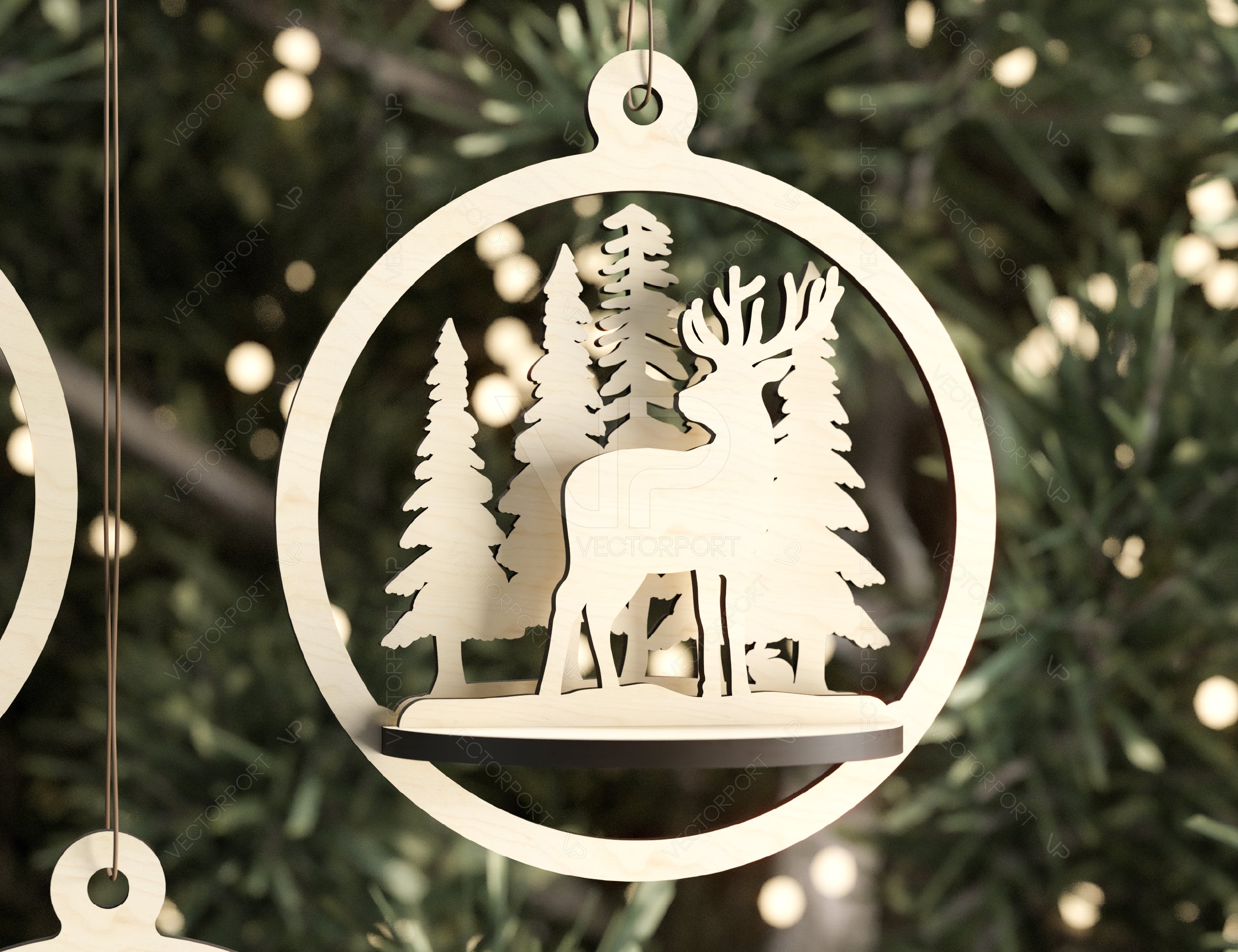 3D Tree Bauble Wood Laser Cut Christmas Ball Ornament New Year Tree Decorations SVG Digital Download |#U265|