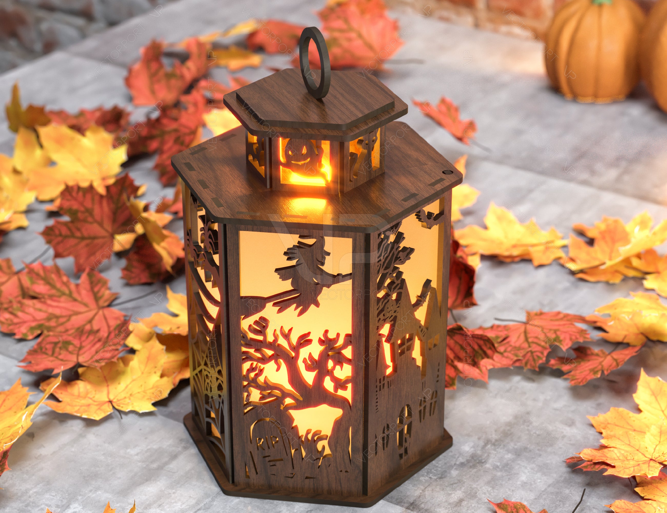Halloween Candle Tealight Holder Pumpkin Witch Spider Lantern Spooky Scene Lamp Digital Download SVG |#U267|