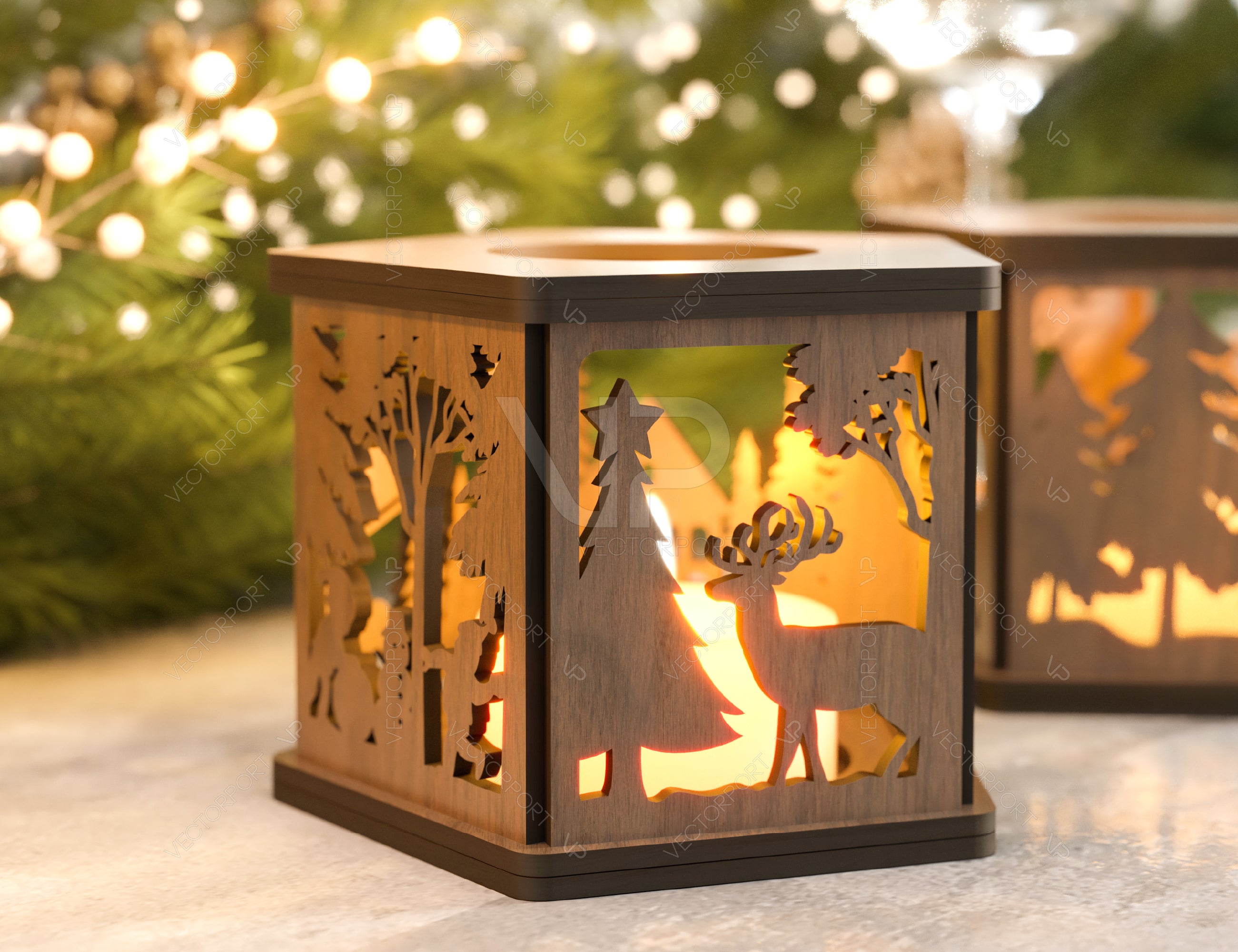 Christmas Lamp Night Light Deer Lantern Decoration Centerpiece Lampshade Table Candle Holder SVG Digital Download |#U270|