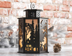 Christmas Lamp Night Light Deer Lantern Decoration Centerpiece Lampshade Table Candle Holder Digital Download SVG |#U271|