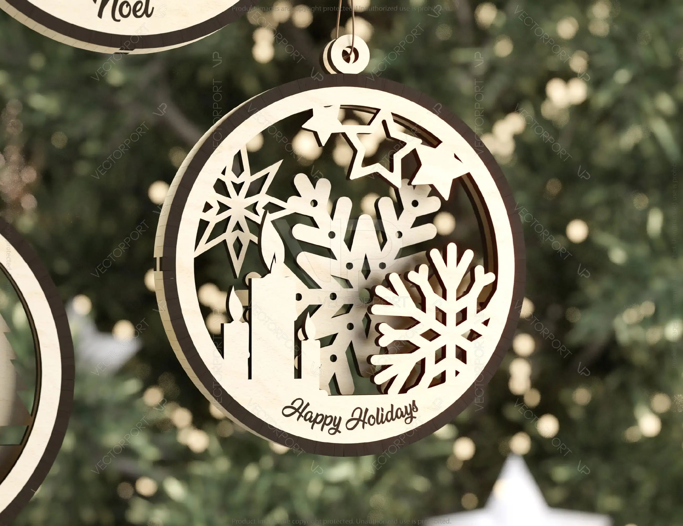 Christmas Balls Tree Decorations Craft Hanging Bauble Snowy Scene Deer carving stencil laser cut Digital Download |#U274|