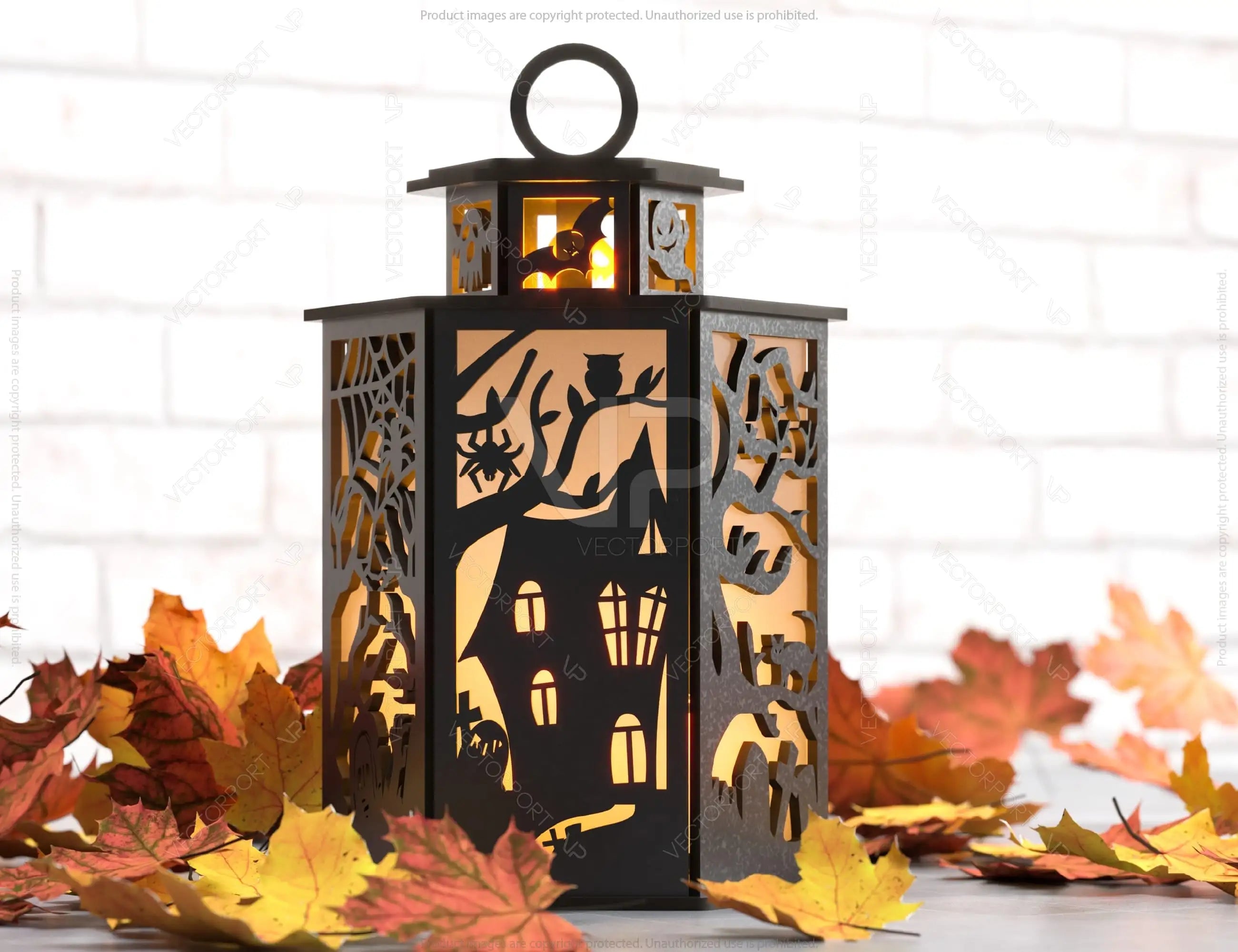 Halloween Candle Tealight Holder Pumpkin Cat Spider Lantern Spooky House Scene Lamp Digital Download SVG |#U283|