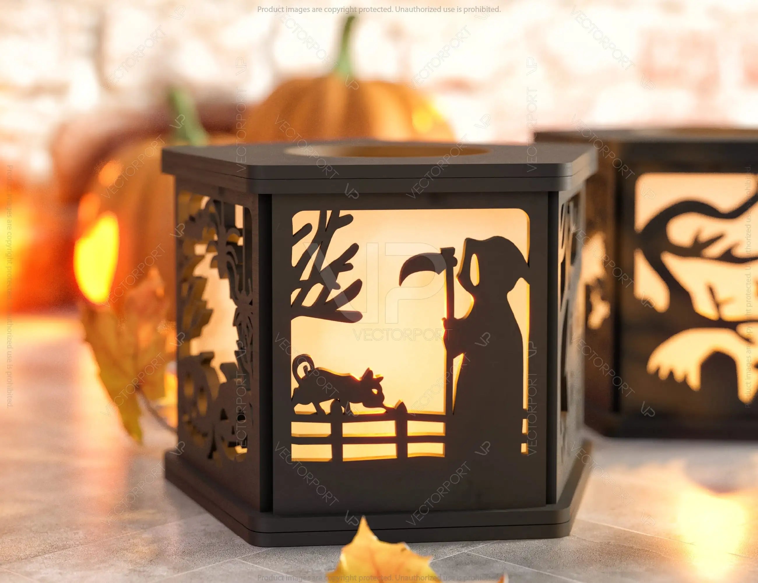 Halloween Candle Tealight Holder Pumpkin Witch Spider Lantern Spooky Scene Lamp Digital Download SVG |#U284|