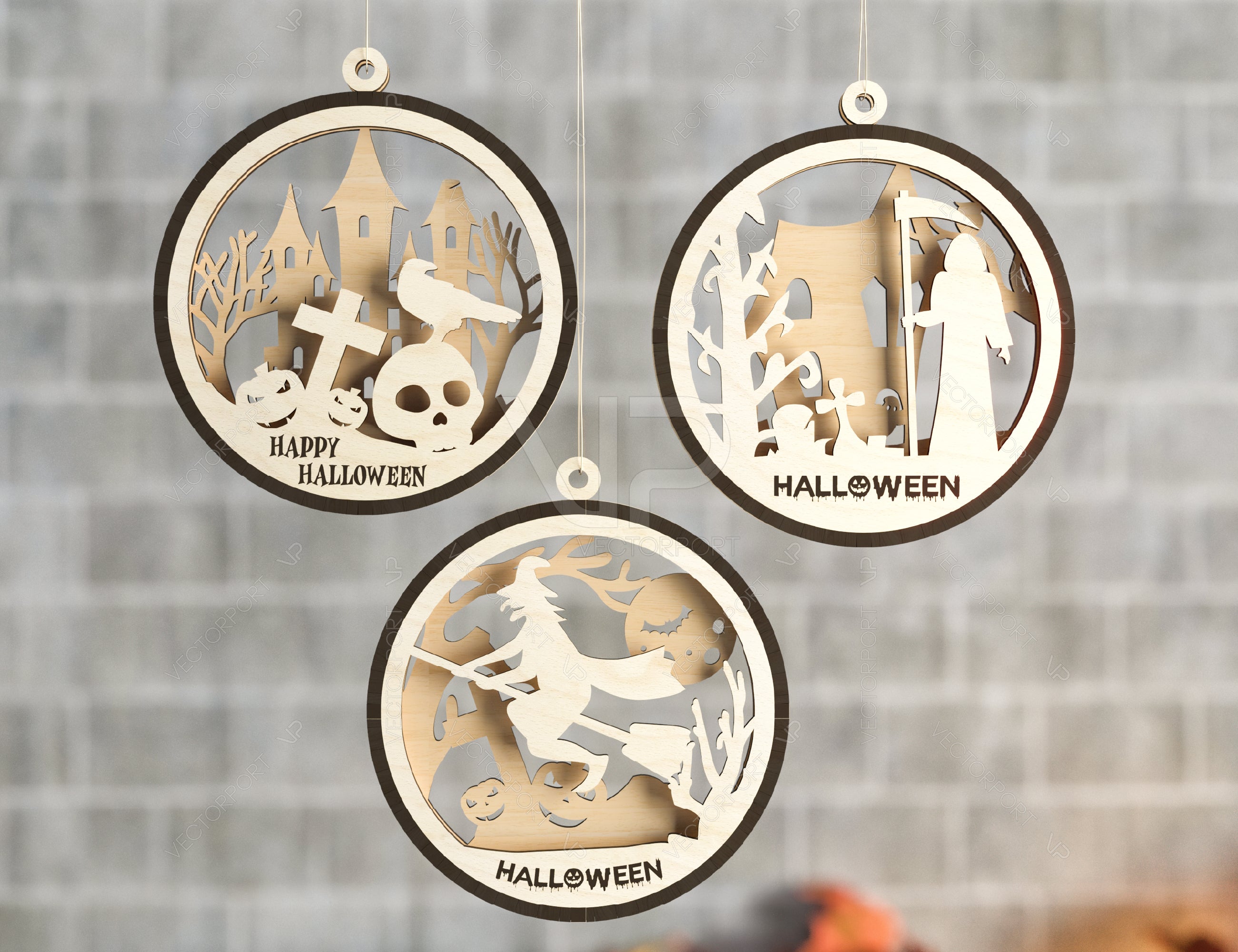 Halloween Decoration Balls Craft Hanging Bauble Pumpkin Cat Spider Lantern Spooky Scene Digital Download |#U287|