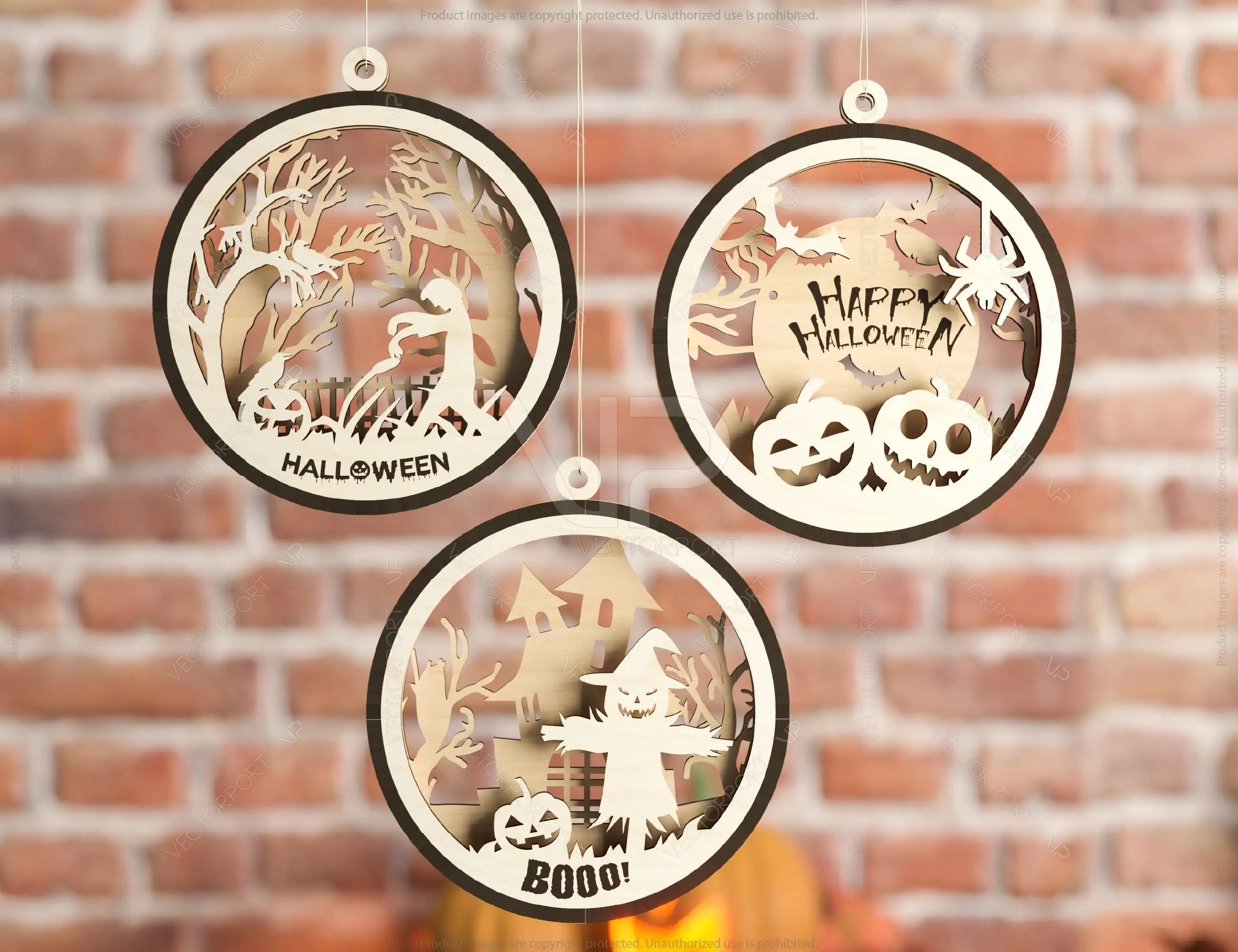 Halloween Decoration Balls Craft Hanging Bauble Pumpkin Cat Spider Lantern Spooky Scene Digital Download |#U288|