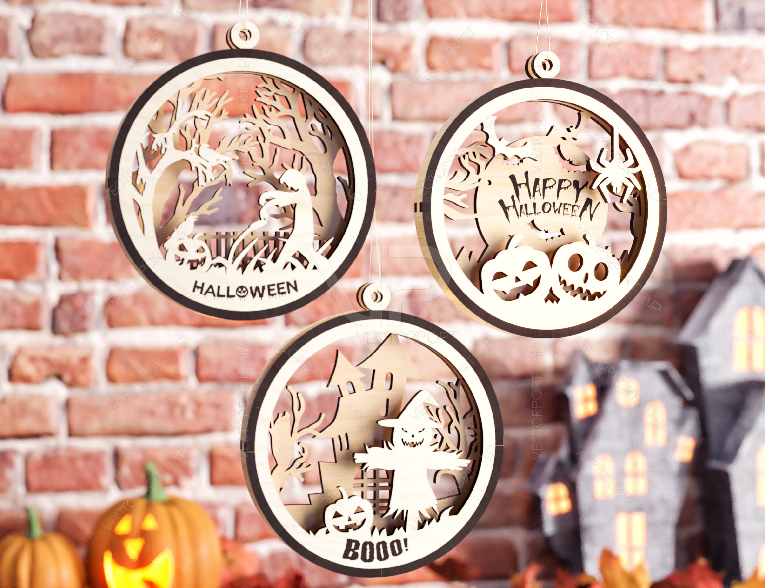Halloween Bundle Decoration Balls Craft Hanging Bauble Pumpkin Cat Spider Lantern Spooky Scene Digital Download |#U290|