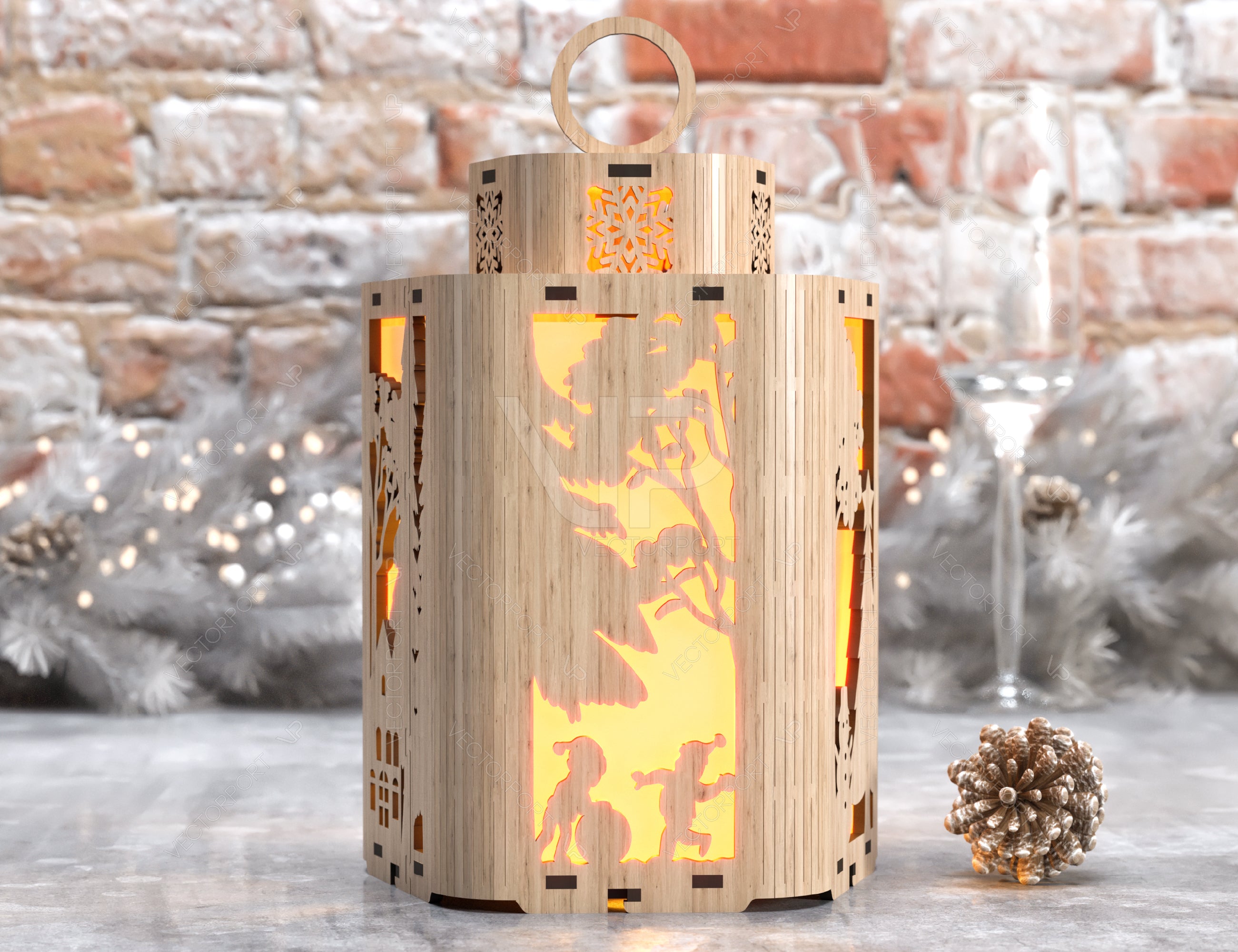 New Year Christmas Lamp Night Light Deer Lantern Decoration Hanging Curved Corner Candle Holder Digital Download |#U291|