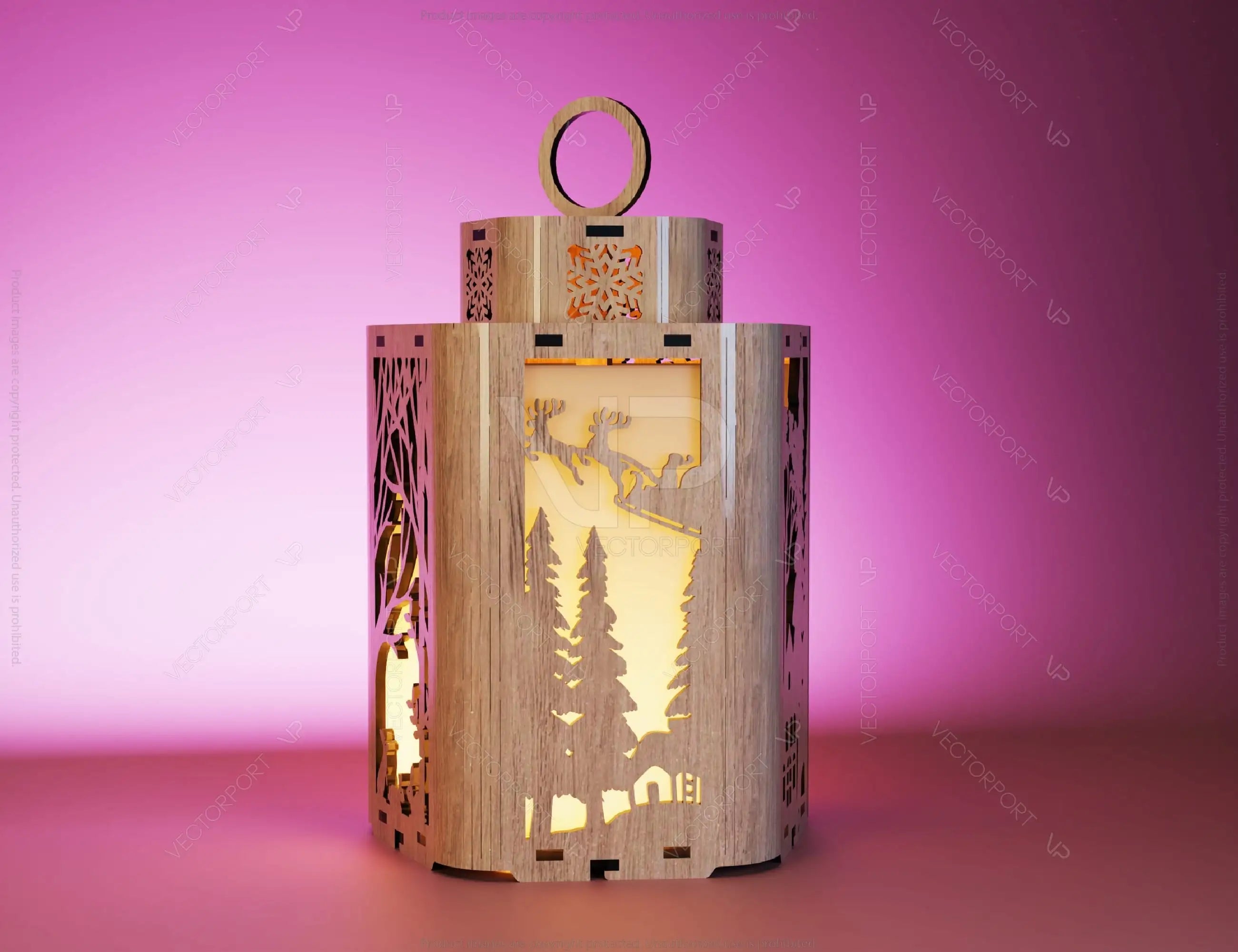 New Year Christmas Lamp Night Light Deer Lantern Decoration Hanging Curved Corner Candle Holder Digital Download |#U291|