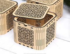 Decorative Wooden Gift Box laser cut jeweler case Wedding Love vector model Greek Key Pattern Digital Download |#U294|