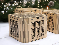 Decorative Wooden Gift Box laser cut jeweler case Wedding Love vector model Greek Key Pattern Digital Download |#U294|