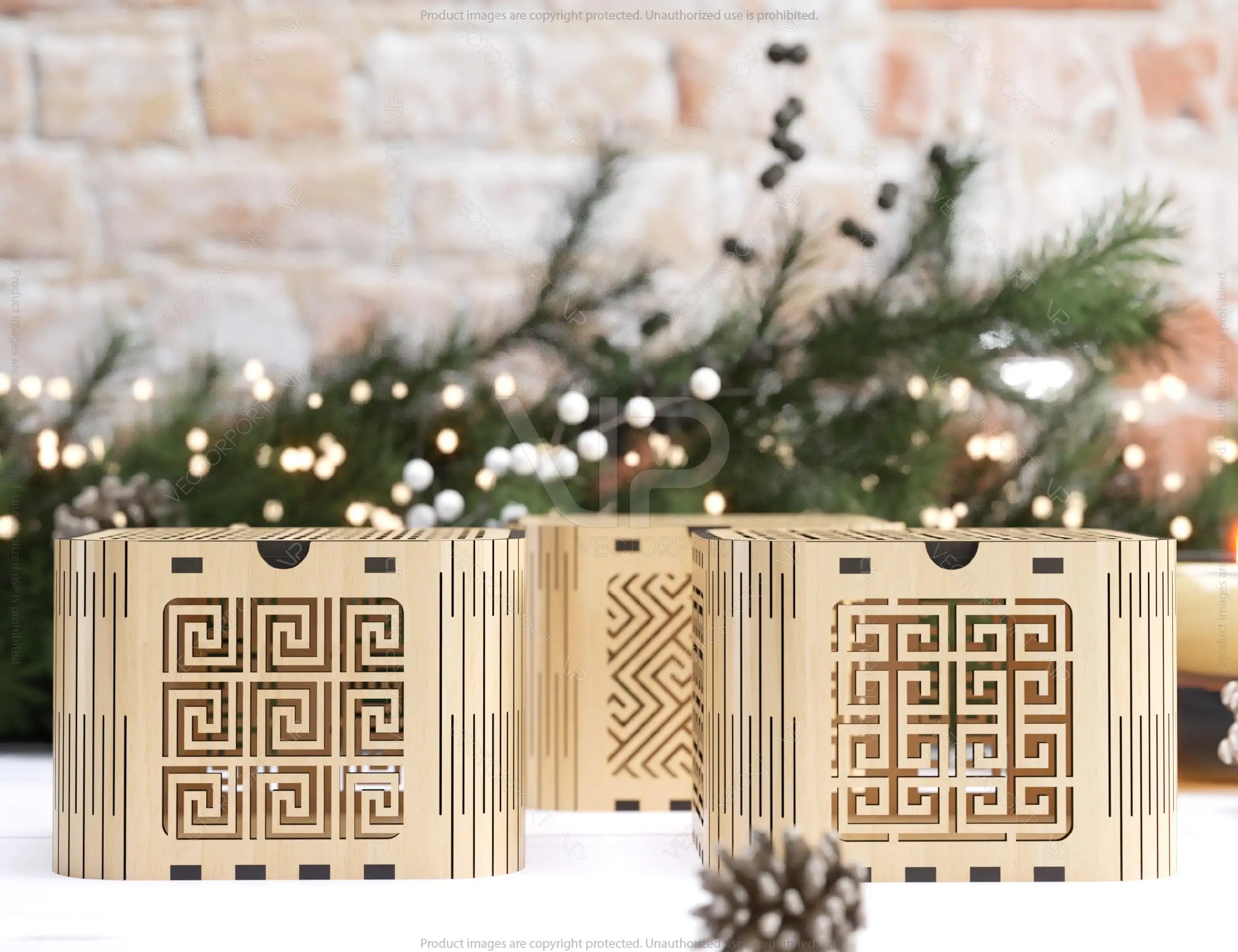 Decorative Wooden Gift Box laser cut jeweler case Wedding Love vector model Greek Key Pattern Digital Download |#U294|