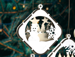 Christmas Balls Tree Decorations Craft Hanging Bauble Snowy Scene Deer New Year Décor Laser cut Digital Download |#U298|