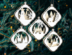 Christmas Balls Bundle 30 Different Tree Decorations Craft Hanging Bauble Snowy Scene Deer New Year Décor Laser cut Digital Download |#U303|