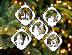 Christmas Balls Bundle 30 Different Tree Decorations Craft Hanging Bauble Snowy Scene Deer New Year Décor Laser cut Digital Download |#U303|