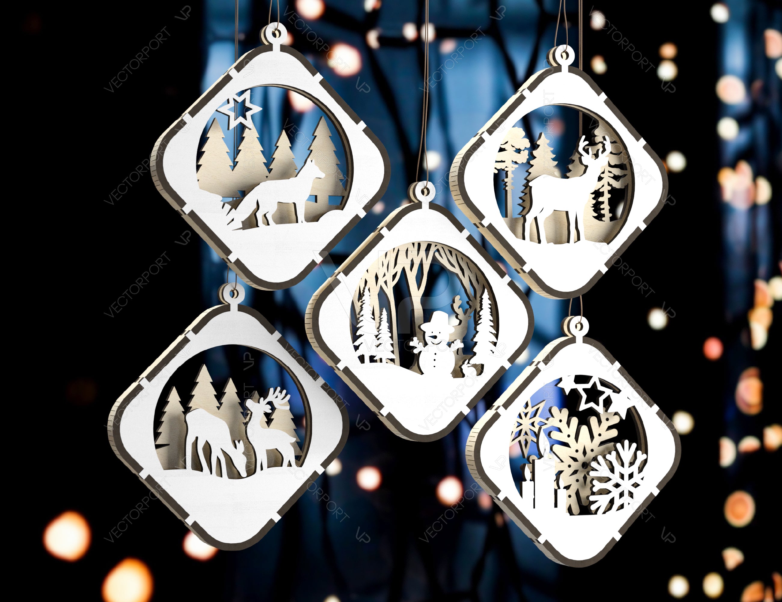 Christmas Balls Bundle 30 Different Tree Decorations Craft Hanging Bauble Snowy Scene Deer New Year Décor Laser cut Digital Download |#U303|