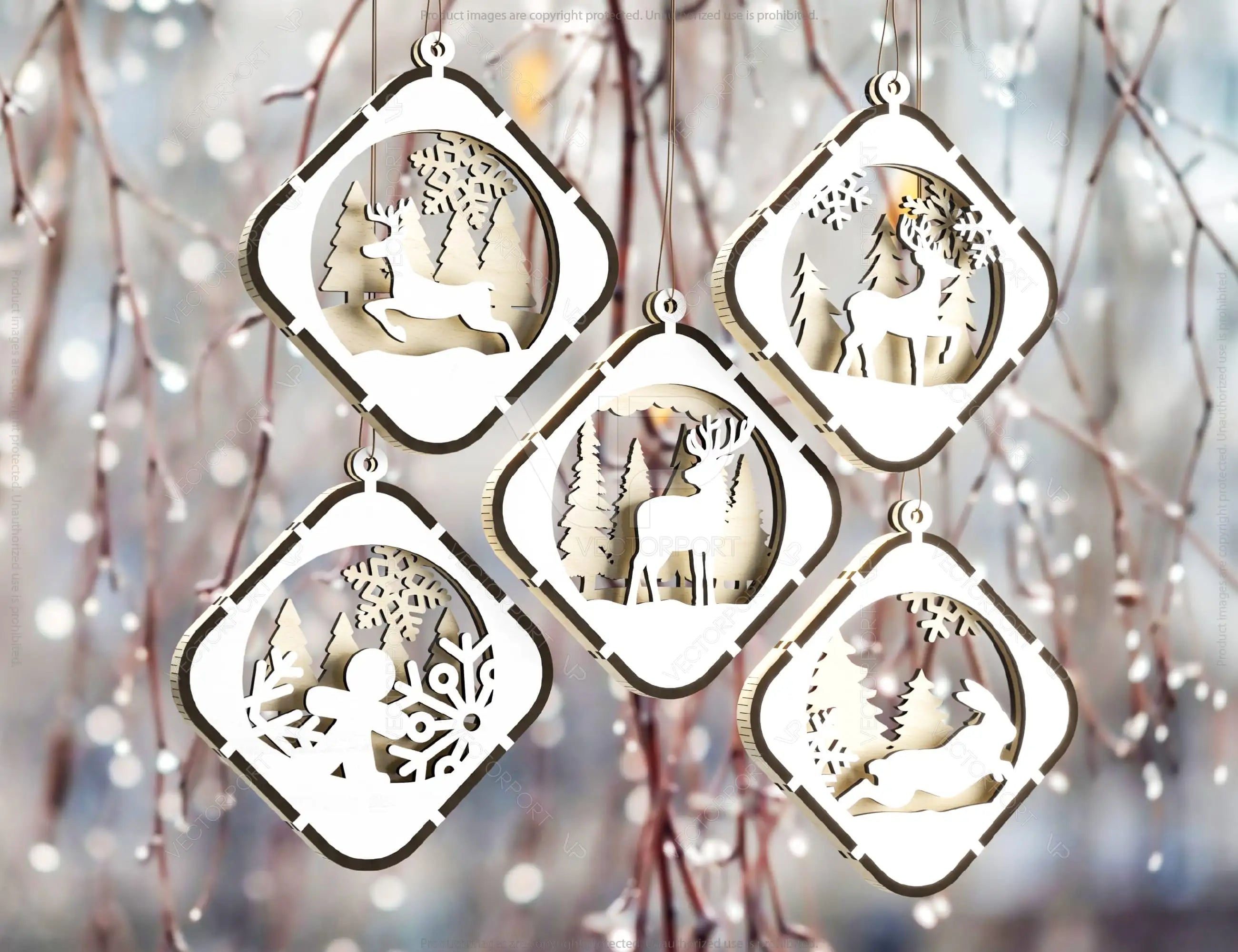 Christmas Balls Bundle 30 Different Tree Decorations Craft Hanging Bauble Snowy Scene Deer New Year Décor Laser cut Digital Download |#U303|