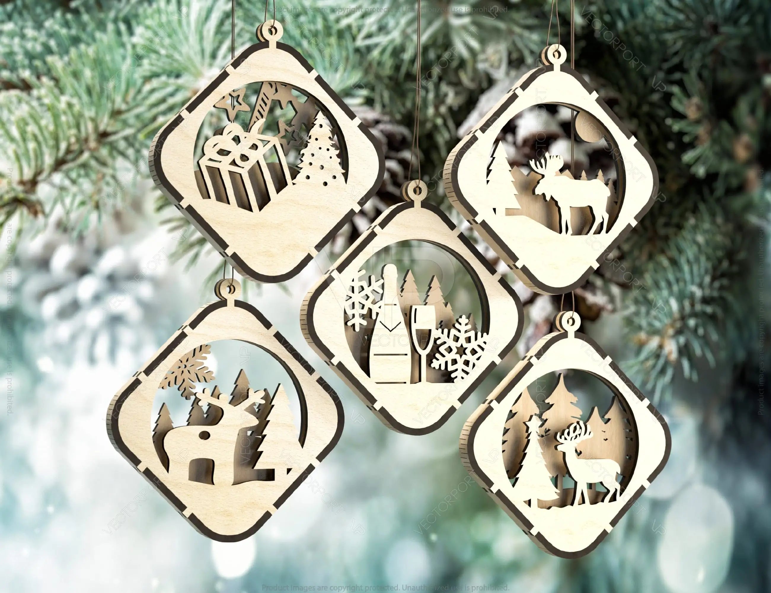 Christmas Balls Bundle 30 Different Tree Decorations Craft Hanging Bauble Snowy Scene Deer New Year Décor Laser cut Digital Download |#U303|