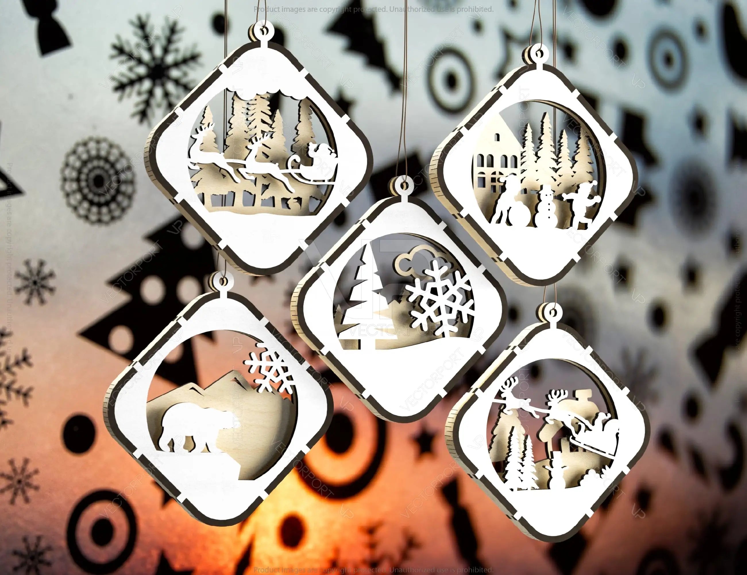 Christmas Balls Bundle 30 Different Tree Decorations Craft Hanging Bauble Snowy Scene Deer New Year Décor Laser cut Digital Download |#U303|