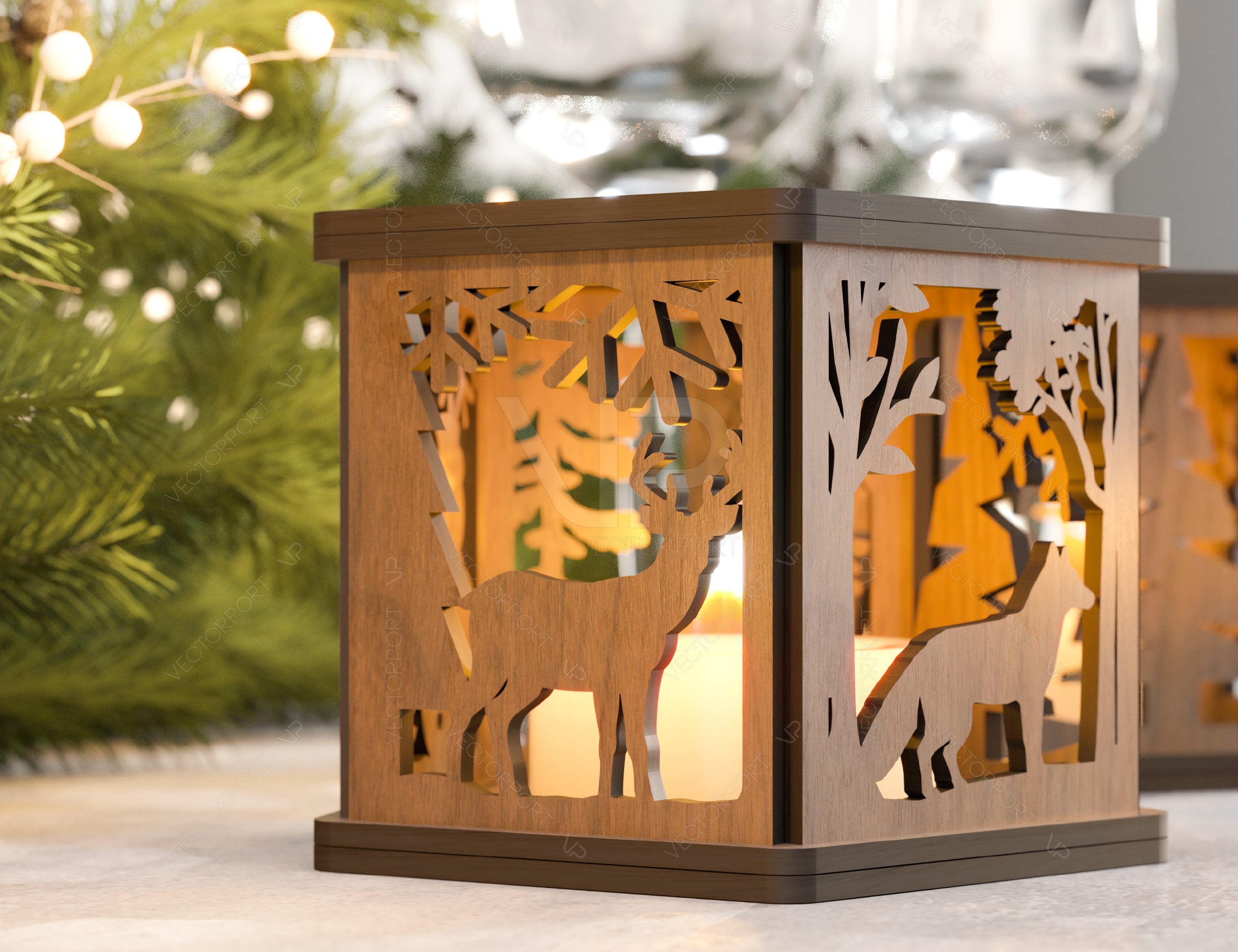 Christmas Lamp Night Light Deer Lantern Decoration Centerpiece Lampshade Table Candle Holder SVG Digital Download |#U306|
