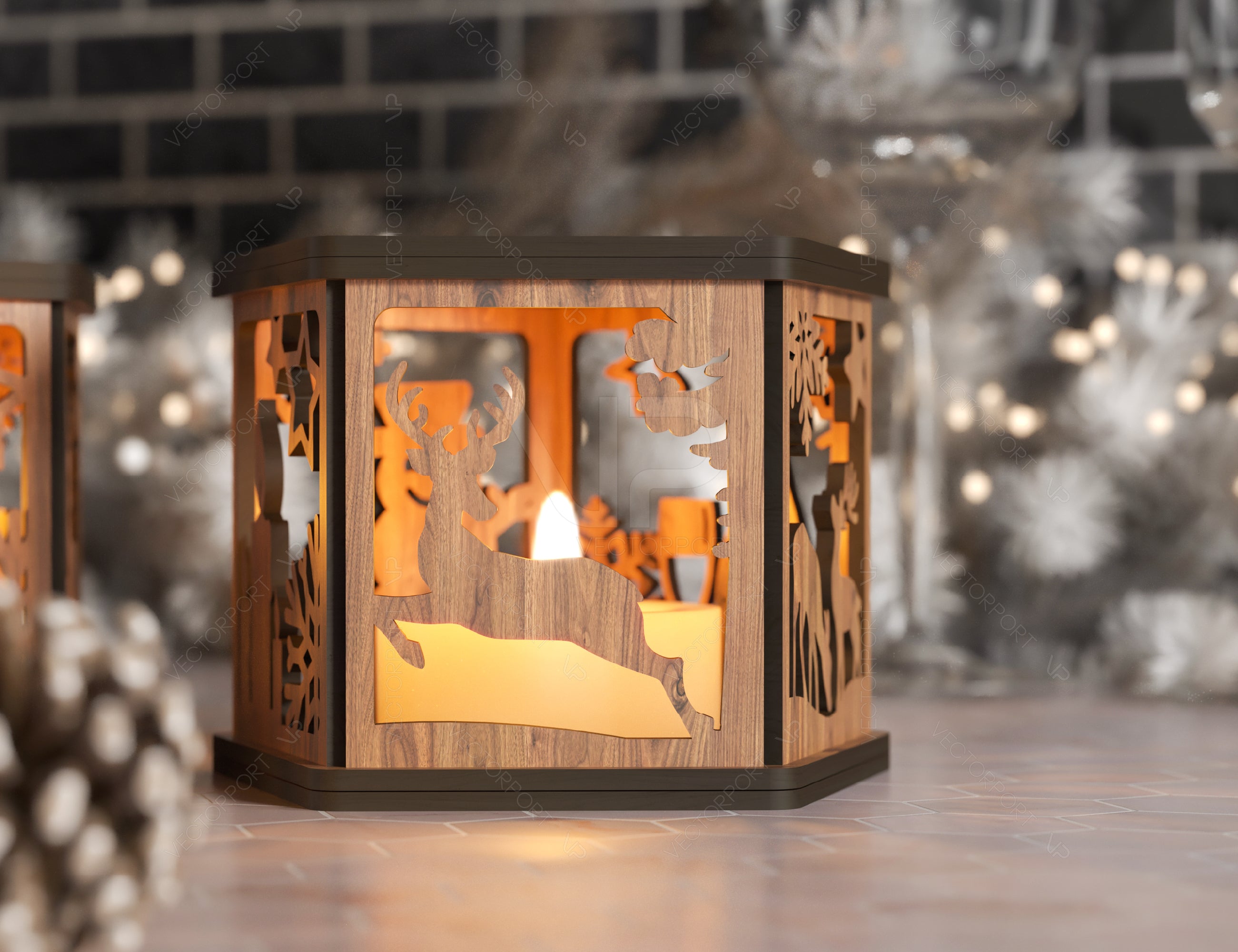 Christmas Lamp Night Light Deer Lantern Decoration Centerpiece Lampshade Table Candle Holder SVG Digital Download |#U307|