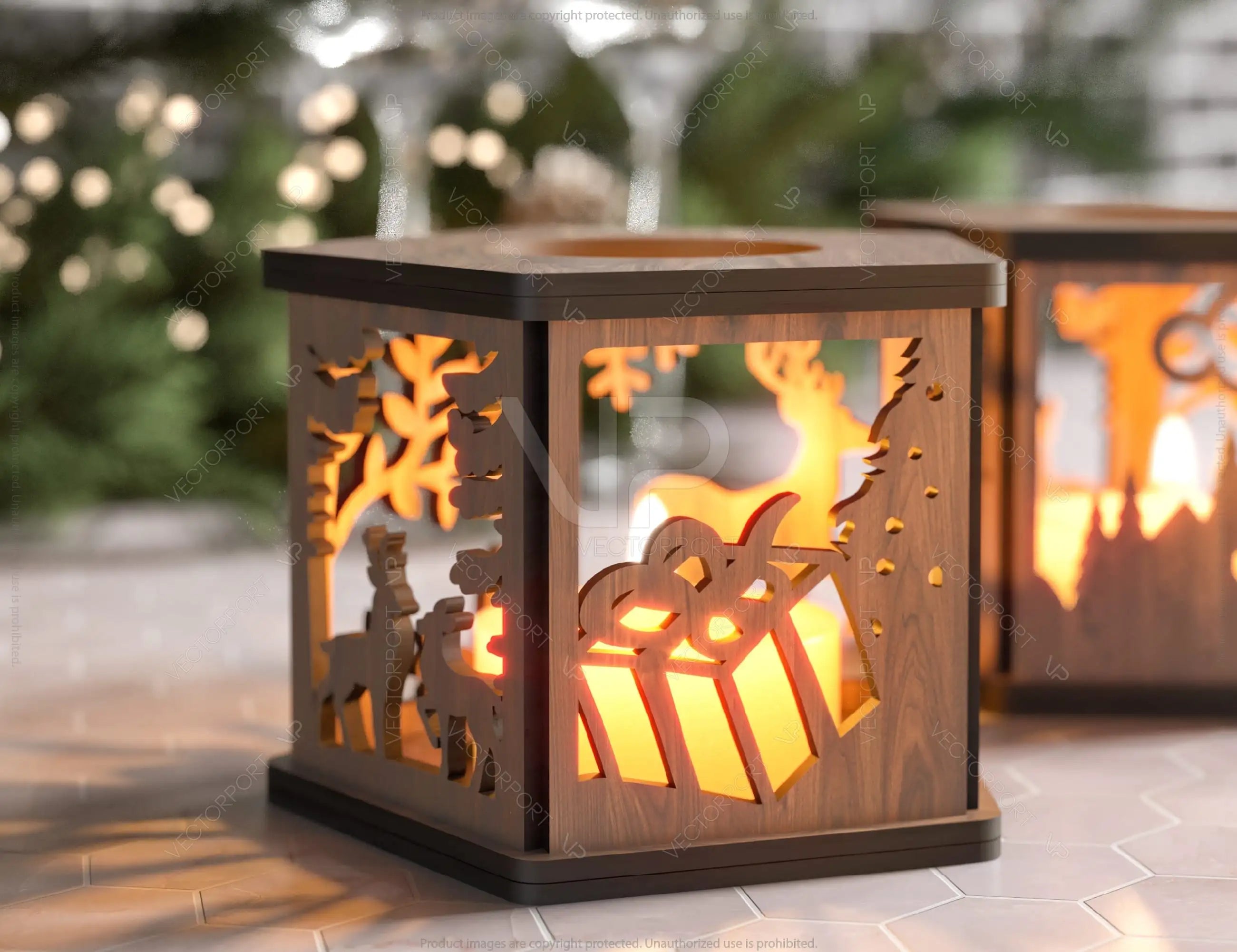 Christmas Lamp Night Light Deer Lantern Decoration Centerpiece Lampshade Table Candle Holder SVG Digital Download |#U308|