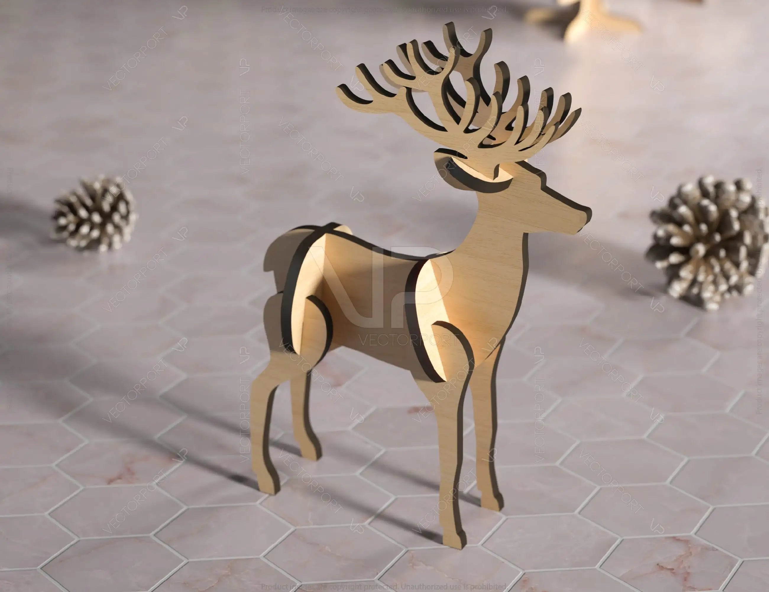 Standing 3D Deer & Christmas Trees Laser cut files New Year Decorations Digital Download | SVG |#U309|