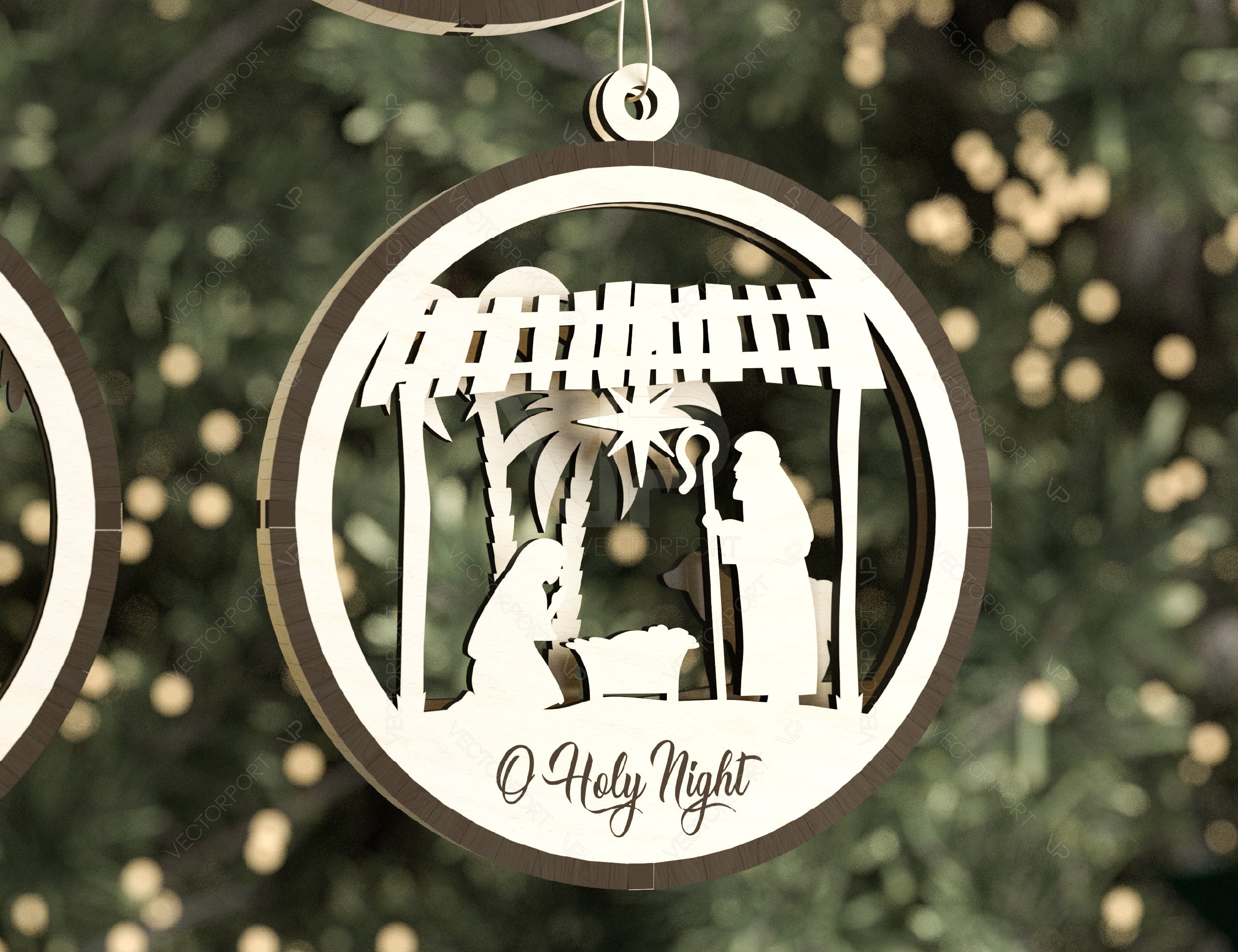 Nativity Scene Tree Balls Craft Round Hanging Bauble Christmas Eve with baby Jesus Digital Download SVG |#U319|