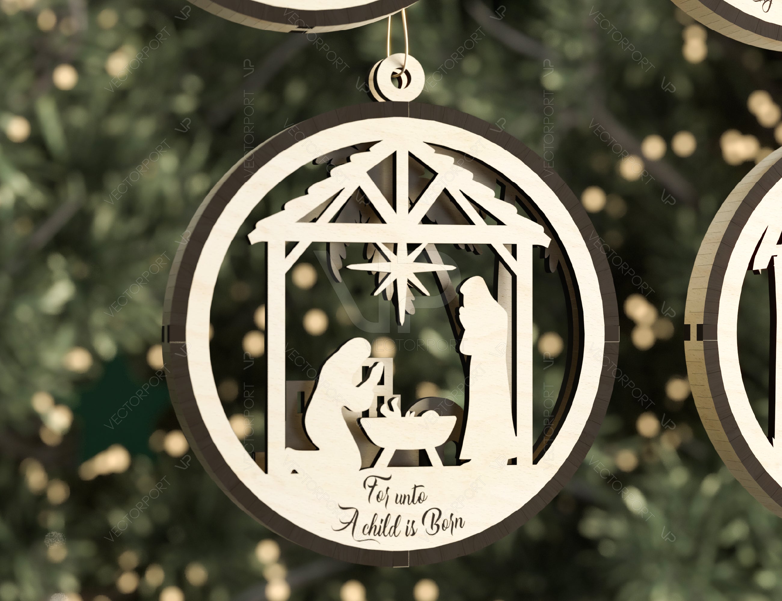Nativity Scene Tree Balls Craft Round Hanging Bauble Christmas Eve with baby Jesus Digital Download SVG |#U319|