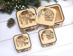 Christmas Template Decorative Box Wooden New Year Gift Box laser cut Jeweler Case Digital Download |#U320|