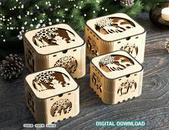 Christmas Template Decorative Wooden New Year Gift Box laser cut Jeweler Case Digital Download |#U322|