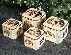 Christmas Template Decorative Wooden New Year Gift Box laser cut Jeweler Case Digital Download |#U322|