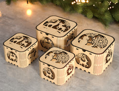 Christmas Template Decorative Wooden New Year Gift Box laser cut Jeweler Case Digital Download |#U323|