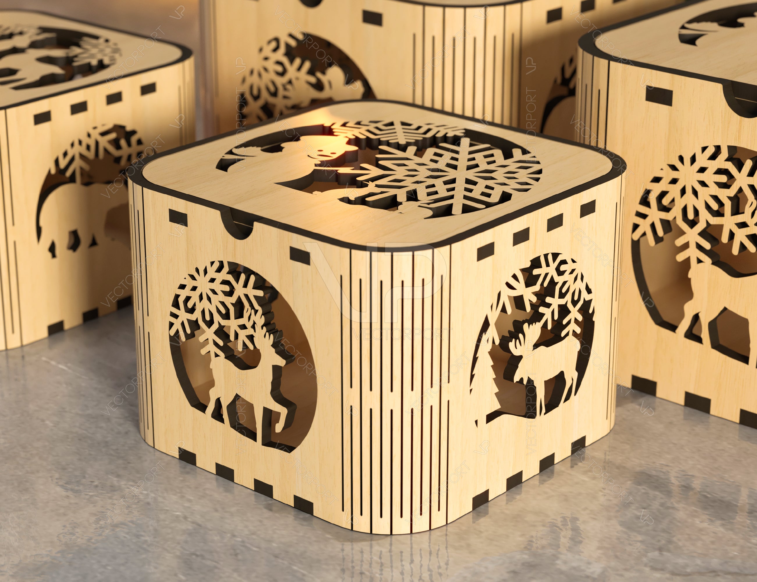 Christmas Template Decorative Wooden New Year Gift Box laser cut Jeweler Case Digital Download |#U323|