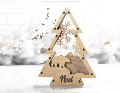 Christmas Tree Shaped Ornaments Tree Decorations Craft Standing New Year tree Snowy Scene Deer New Year Laser cut Digital Download |#U329|