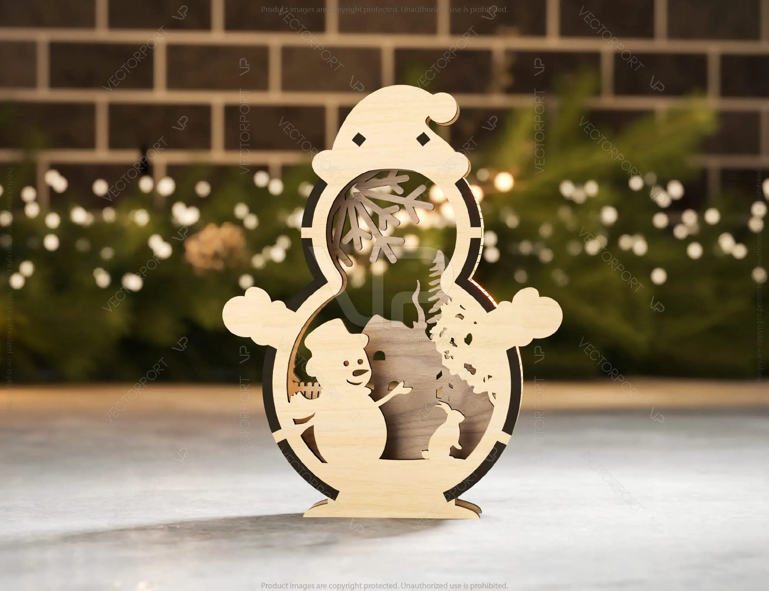 Snowman Shaped Ornaments Tree Decorations Craft Standing Snowman Year tree Snowy Scene Deer New Year Laser cut Digital Download |#U331|