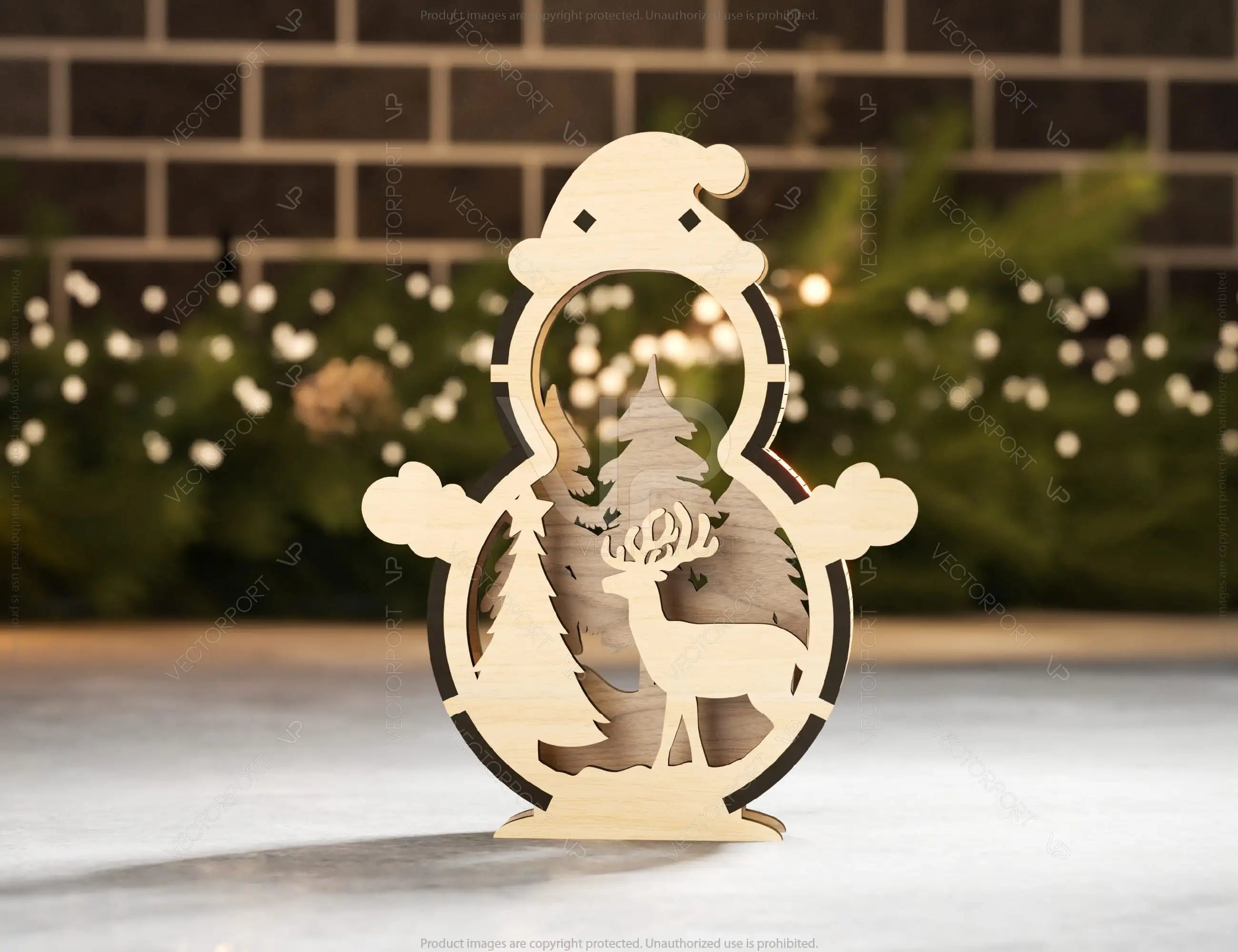 Snowman Shaped Ornaments Tree Decorations Craft Standing Snowman Year tree Snowy Scene Deer New Year Laser cut Digital Download |#U331|