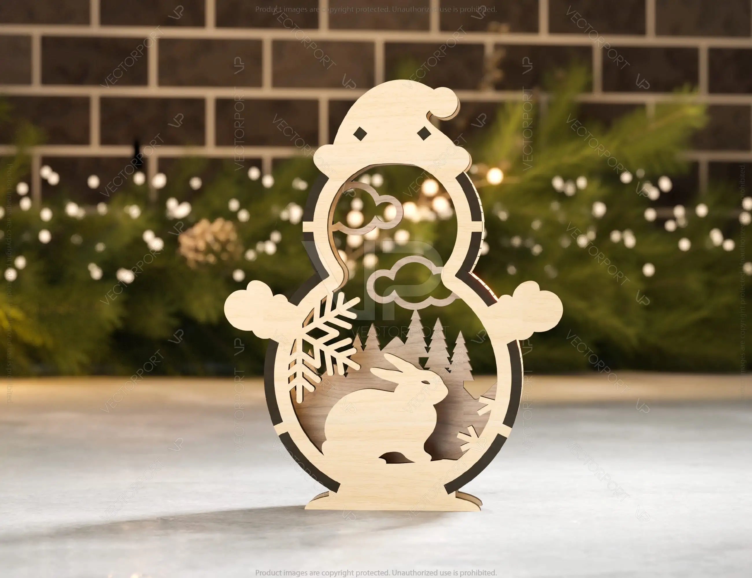 Snowman Shaped Ornaments Tree Decorations Craft Standing Snowman Year tree Snowy Scene Deer New Year Laser cut Digital Download |#U332|