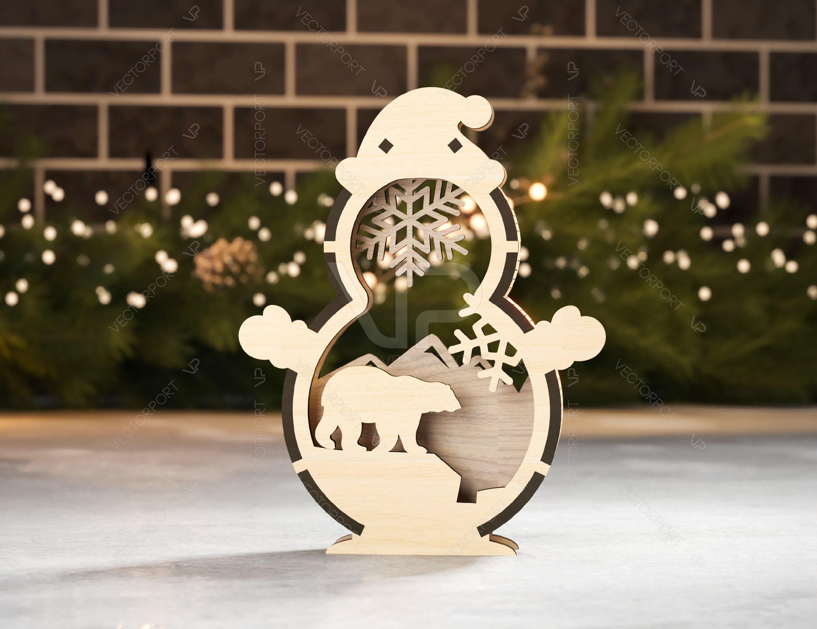 Snowman Shaped Ornaments Tree Decorations Craft Standing Snowman Year tree Snowy Scene Deer New Year Laser cut Digital Download |#U332|
