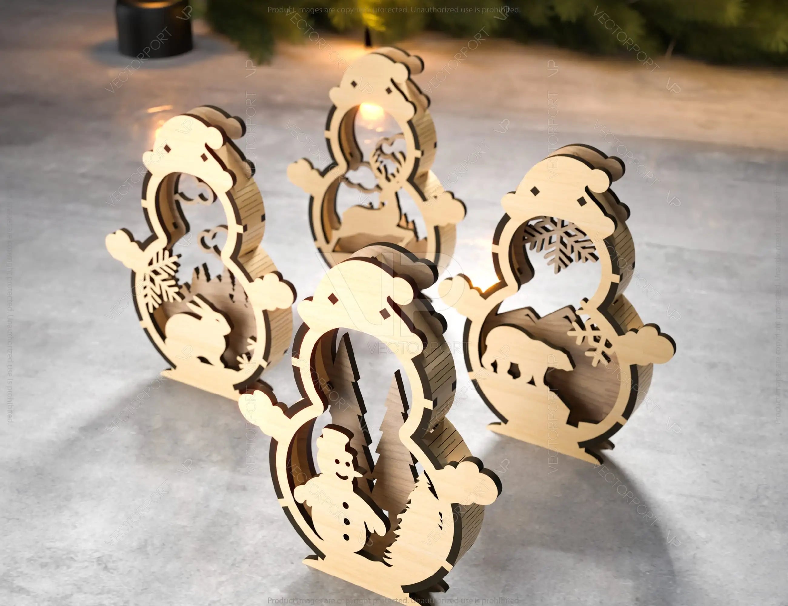 Snowman Shaped Ornaments Tree Decorations Craft Standing Snowman Year tree Snowy Scene Deer New Year Laser cut Digital Download |#U332|