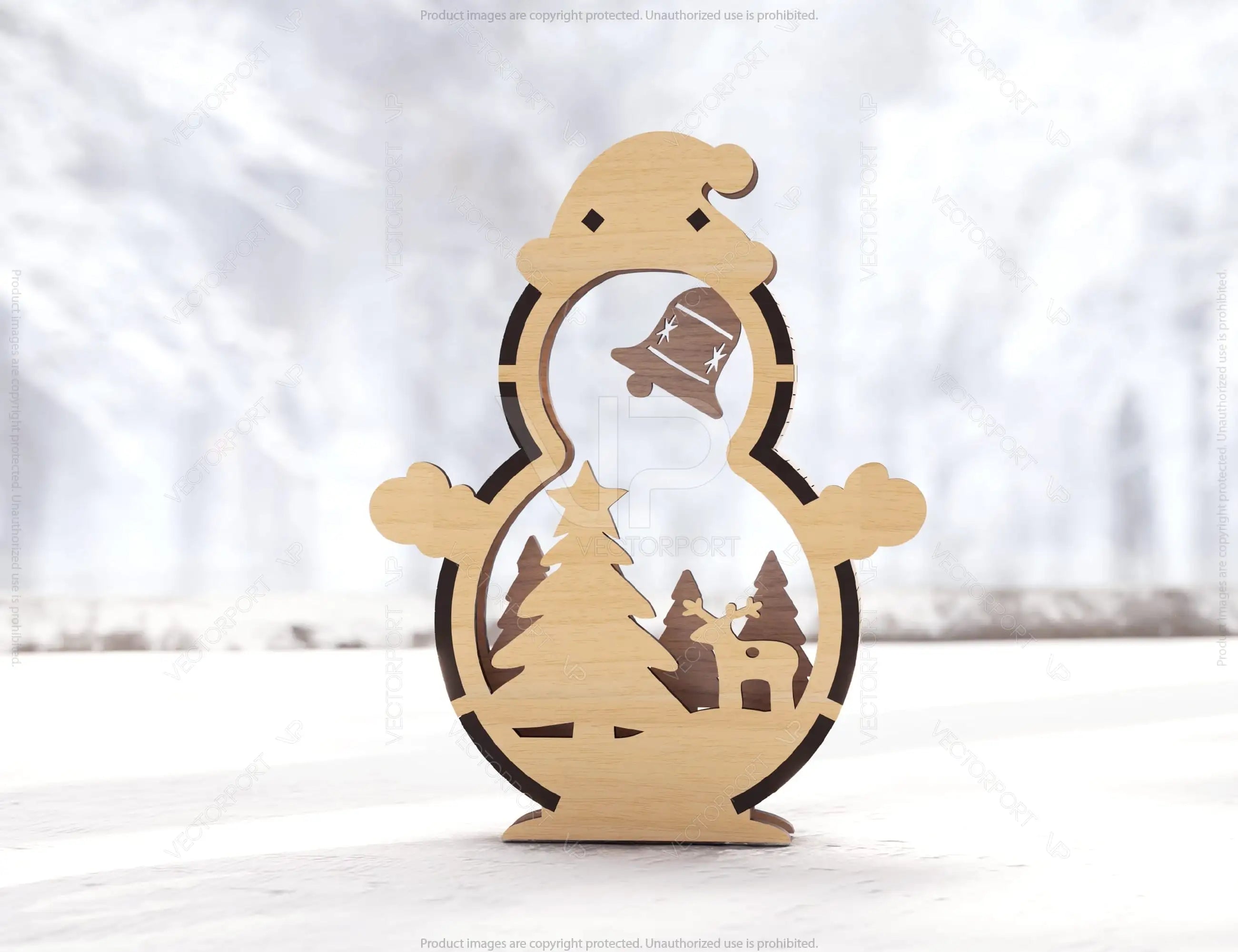 Snowman Shaped Ornaments Tree Decorations Craft Standing Snowman Year tree Snowy Scene Deer New Year Laser cut Digital Download |#U333|