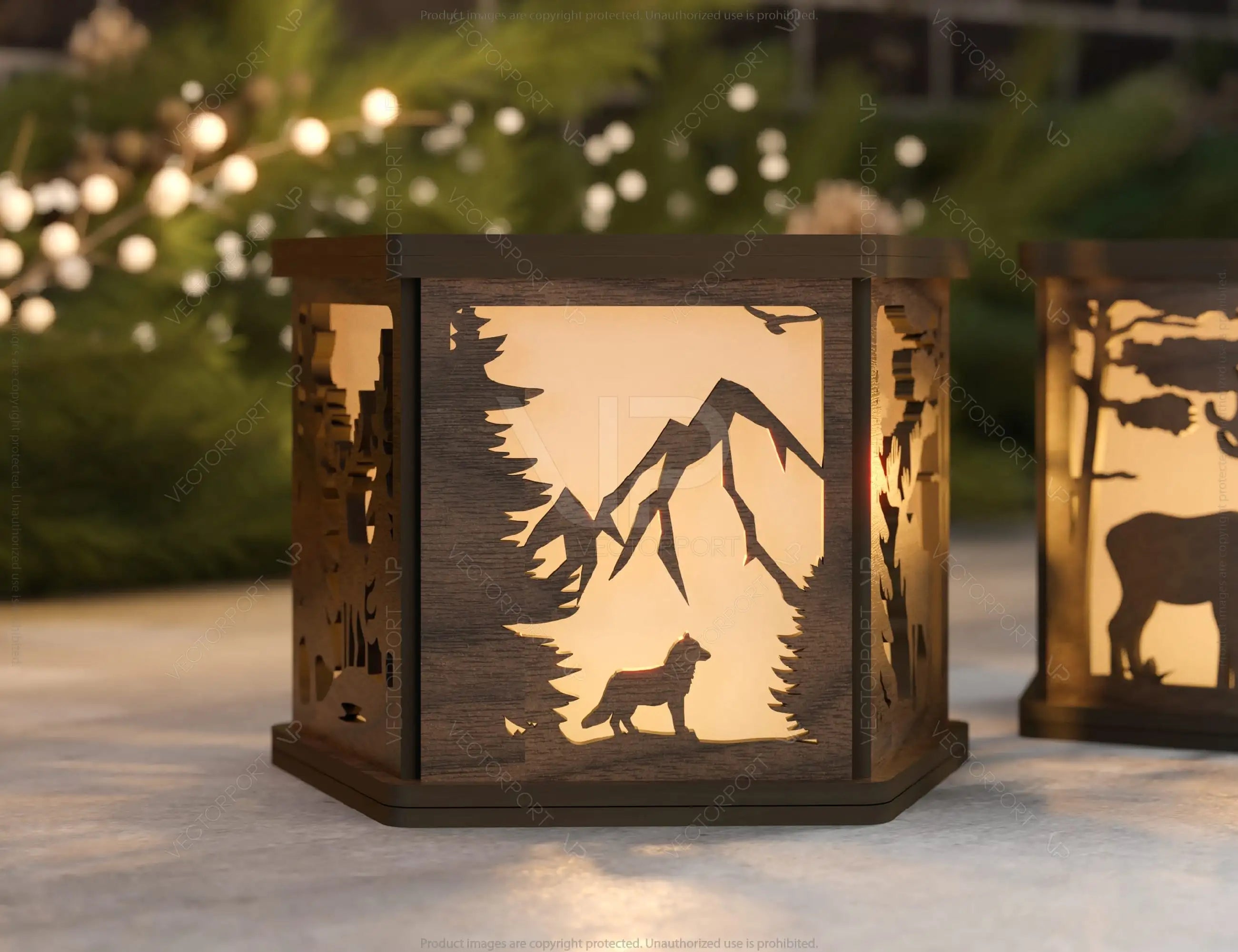 Candle Holder Moose Elk White Bear Mountain scene Table Lamp Night Light Deer Scene Lantern Digital Download |#U338|