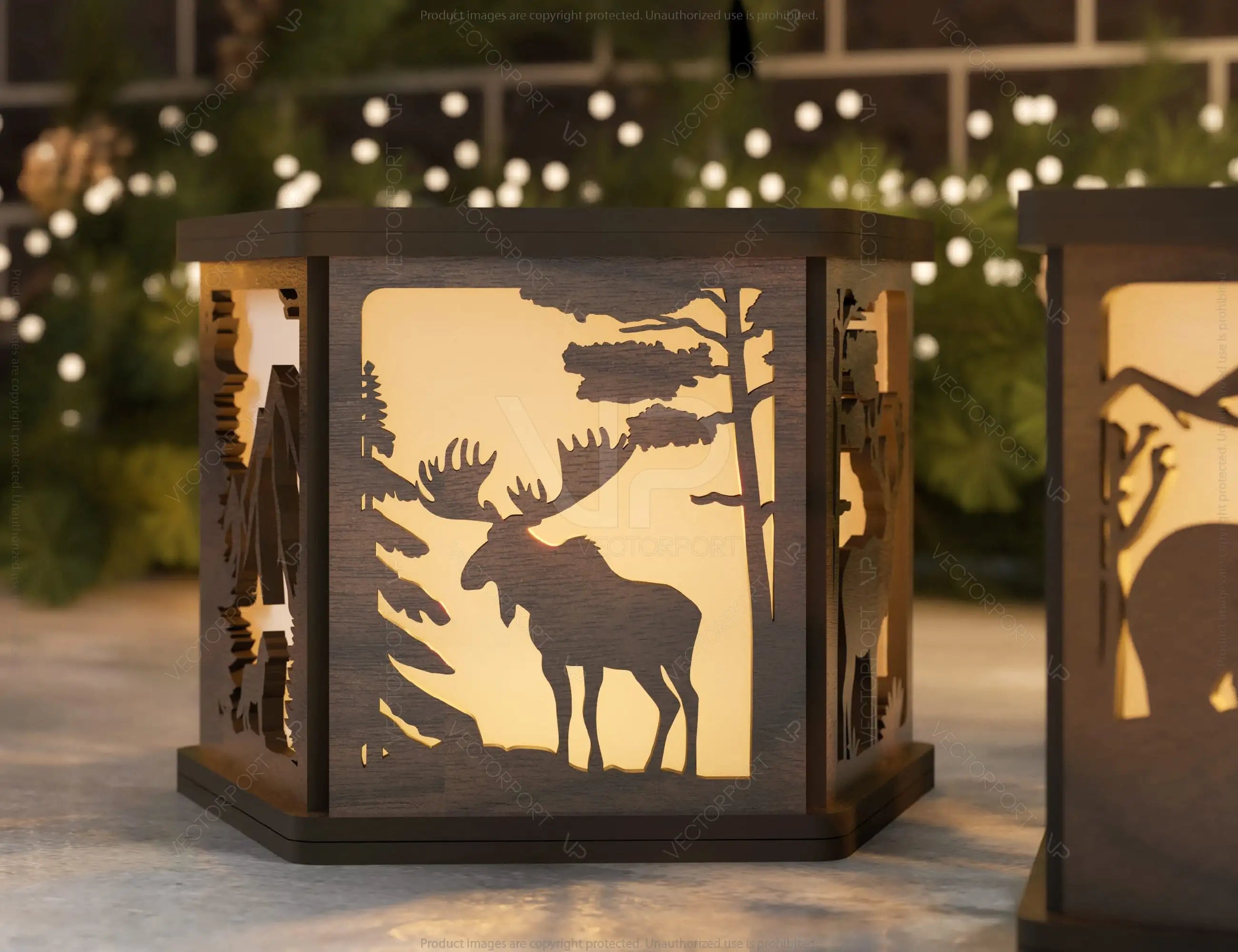 Candle Holder Moose Elk White Bear Mountain scene Table Lamp Night Light Deer Scene Lantern Digital Download |#U338|