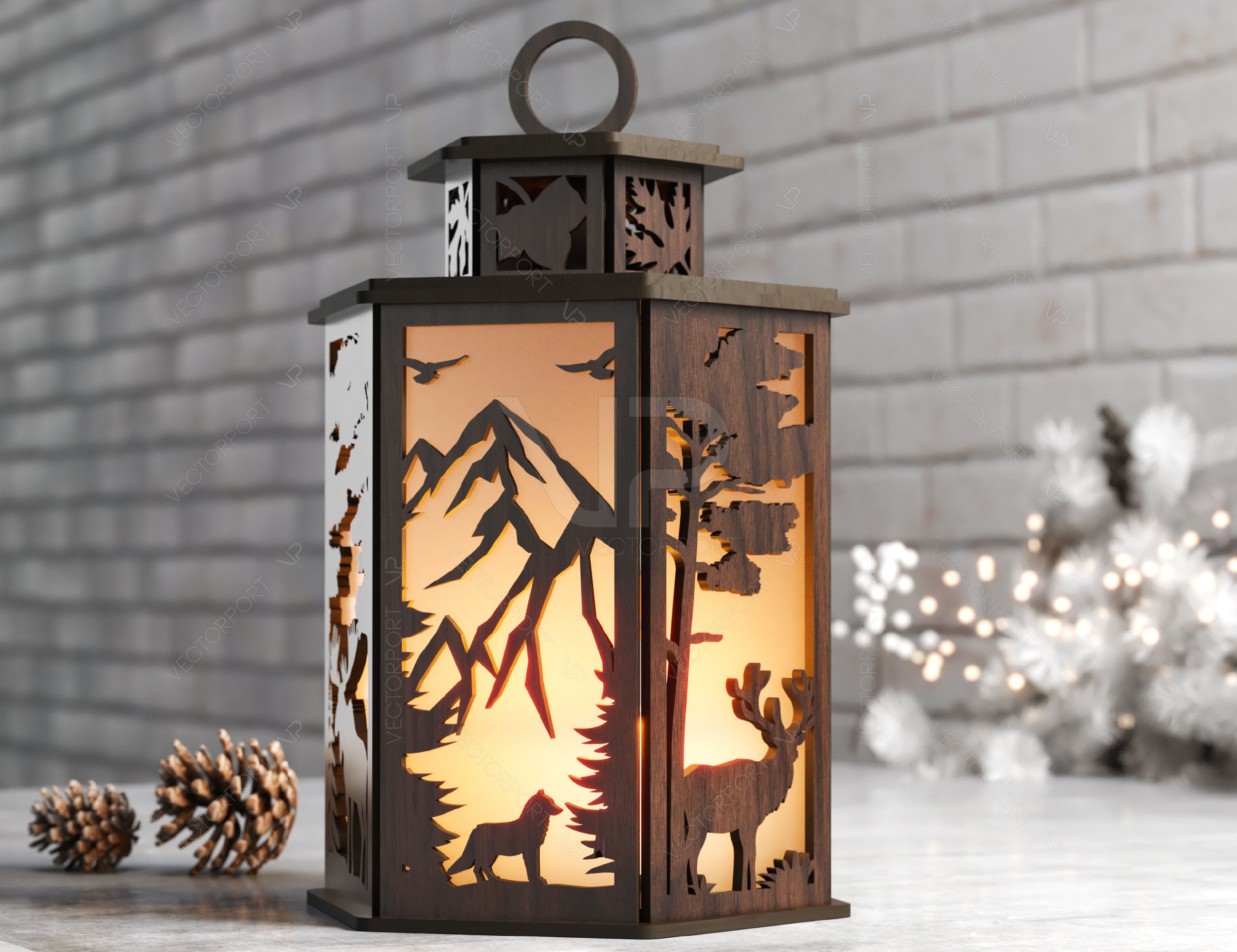 Candle Holder Moose Elk White Bear Fox Mountain scene Table Lamp Night Light Deer Scene Lantern Digital Download |#U339|