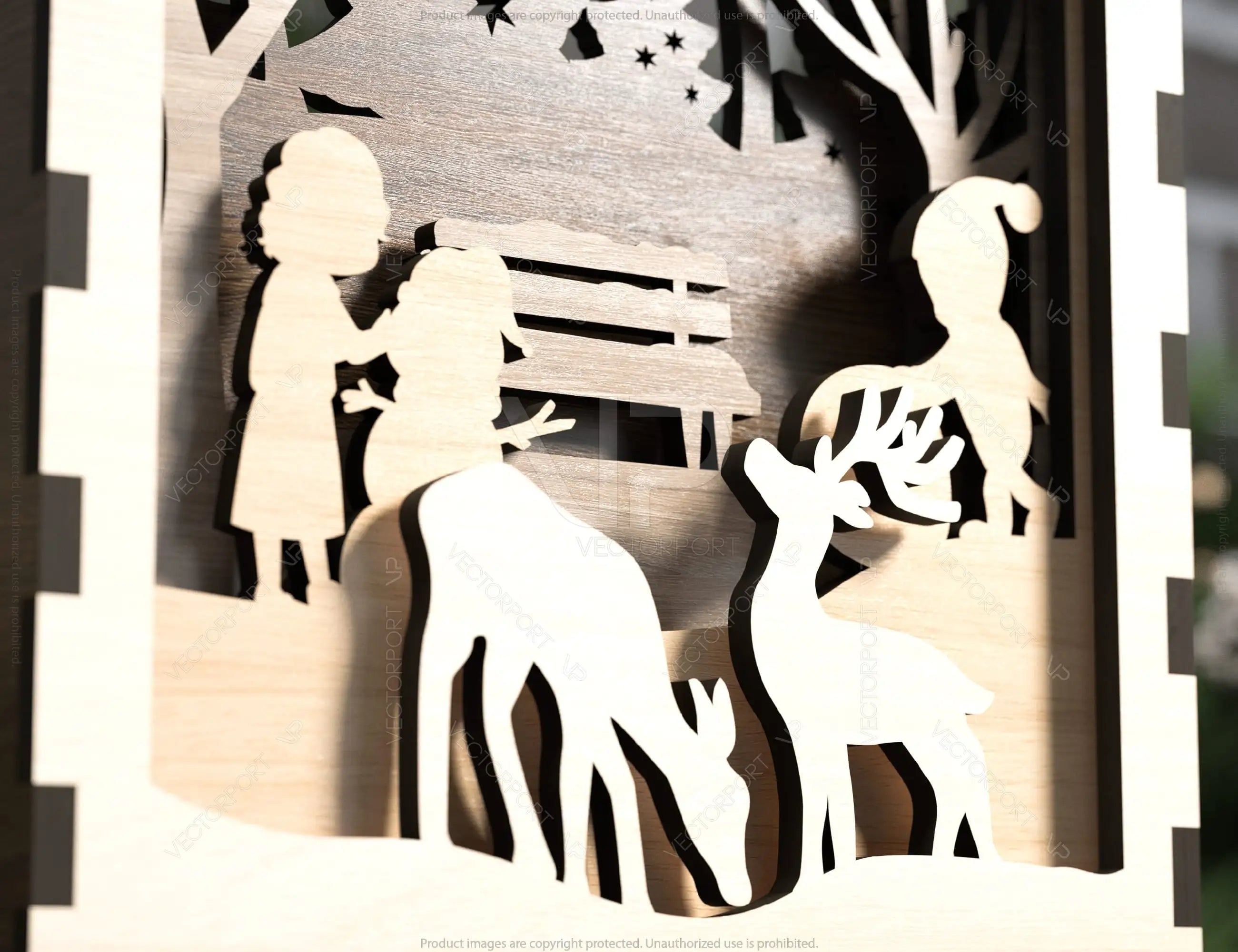 Christmas Multilayer Christmas Gift Ornament Snowman Deer Forest Scene Decorative Wooden Layered Digital Download |#U344|