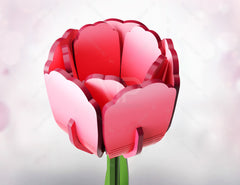 3D Laser Cut Tulip Flower Gift for Valentine, Mother’s Day Wooden Tulip Gift for Her Digital Download |#U345|