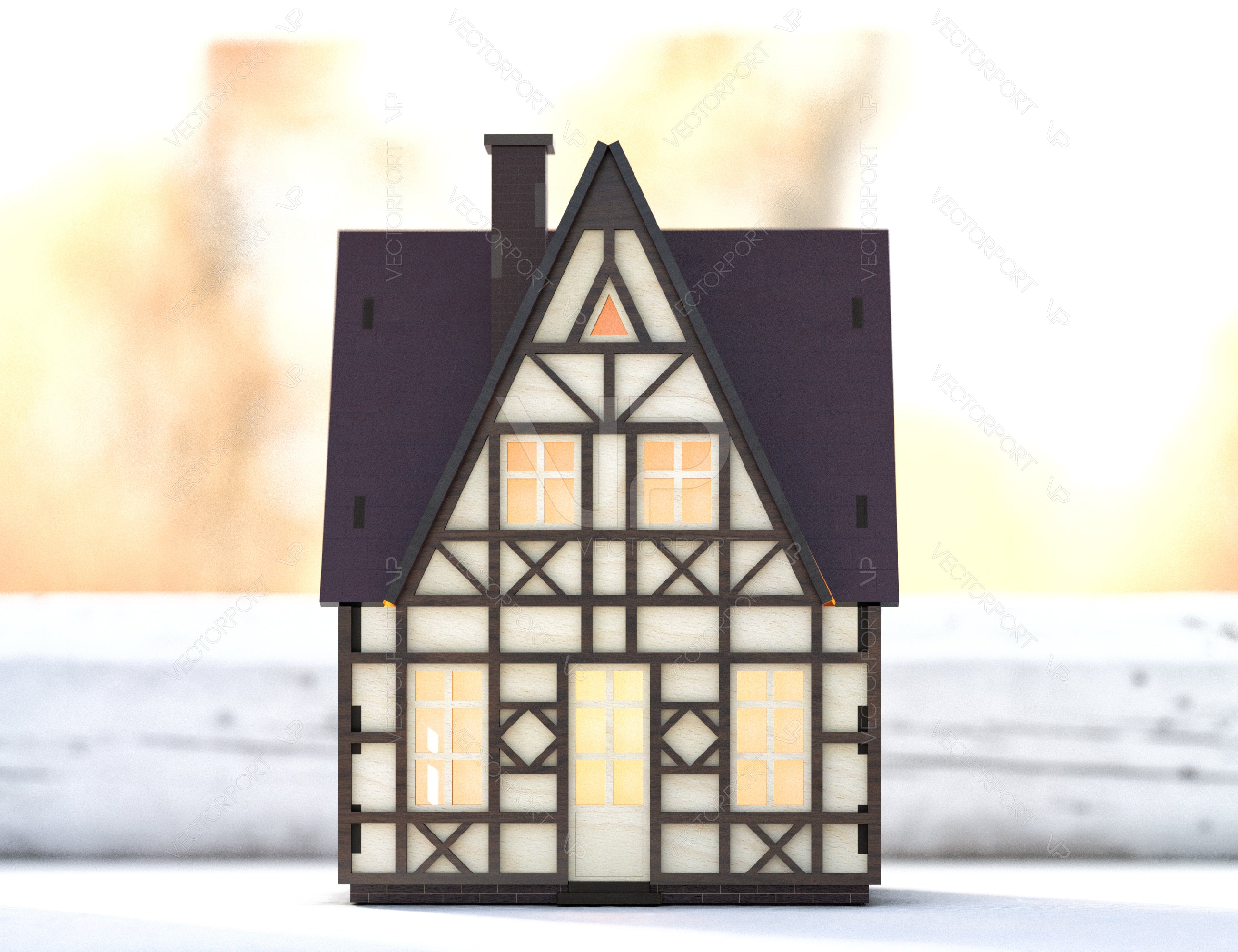 Scandinavian Nordic Miniature 3D House Laser cut file Christmas Garden House Digital Download |#U353|