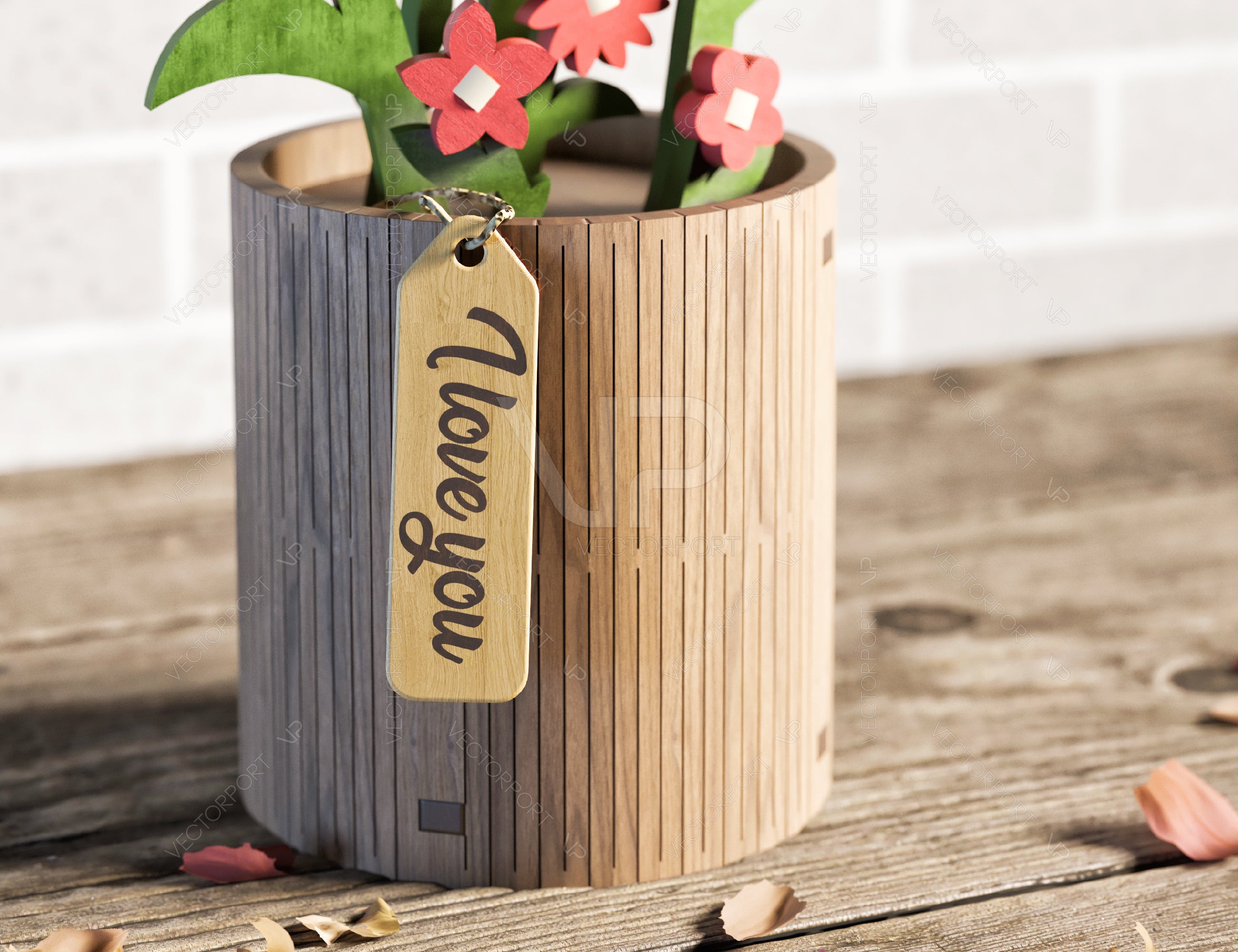 3D Daisy Laser Cut Flower Pot Gift for Valentine, Mother’s Day Wooden Plant Gift for Her Digital Download |#U354|